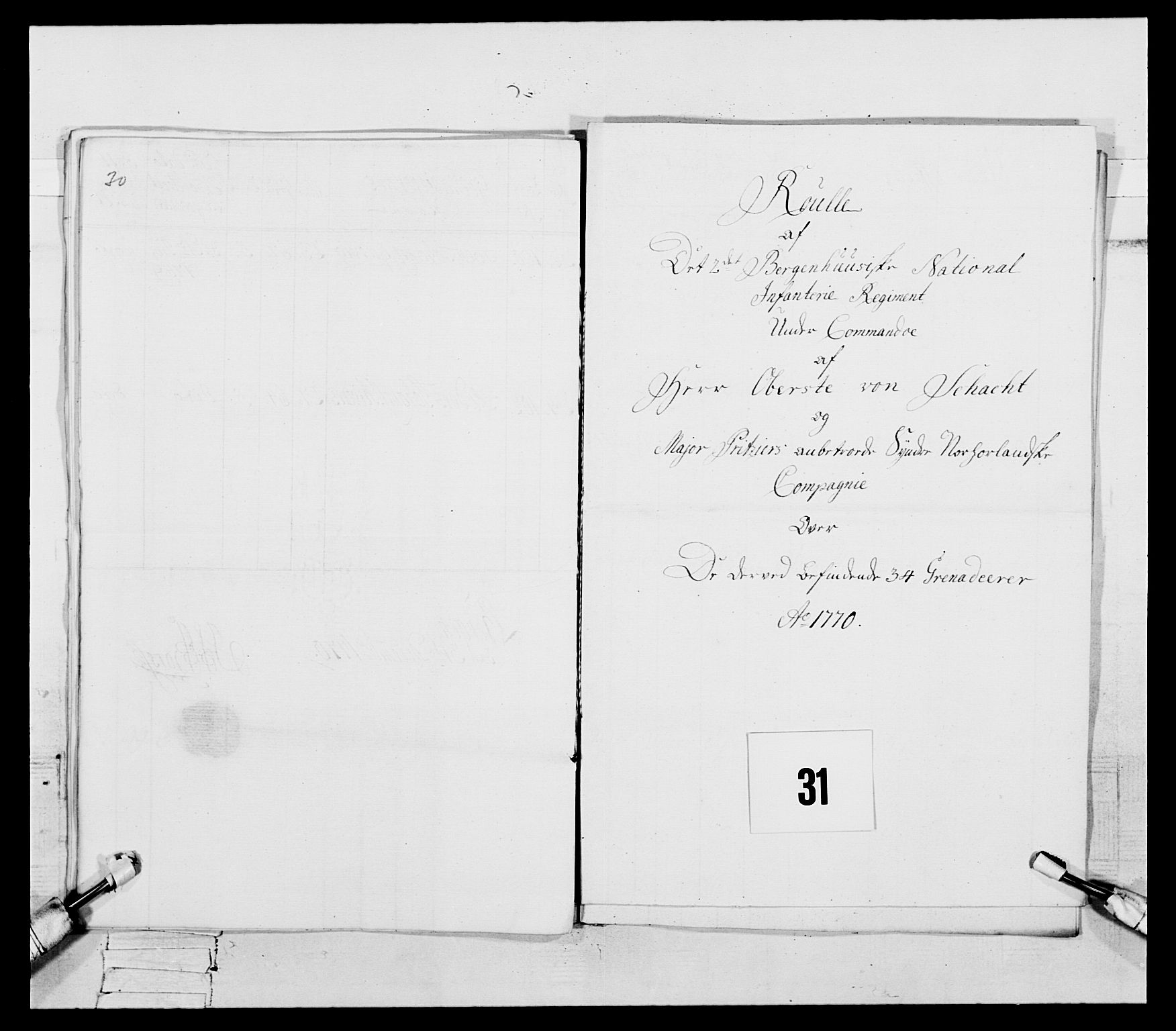 Generalitets- og kommissariatskollegiet, Det kongelige norske kommissariatskollegium, AV/RA-EA-5420/E/Eh/L0092: 2. Bergenhusiske nasjonale infanteriregiment, 1769-1771, s. 377
