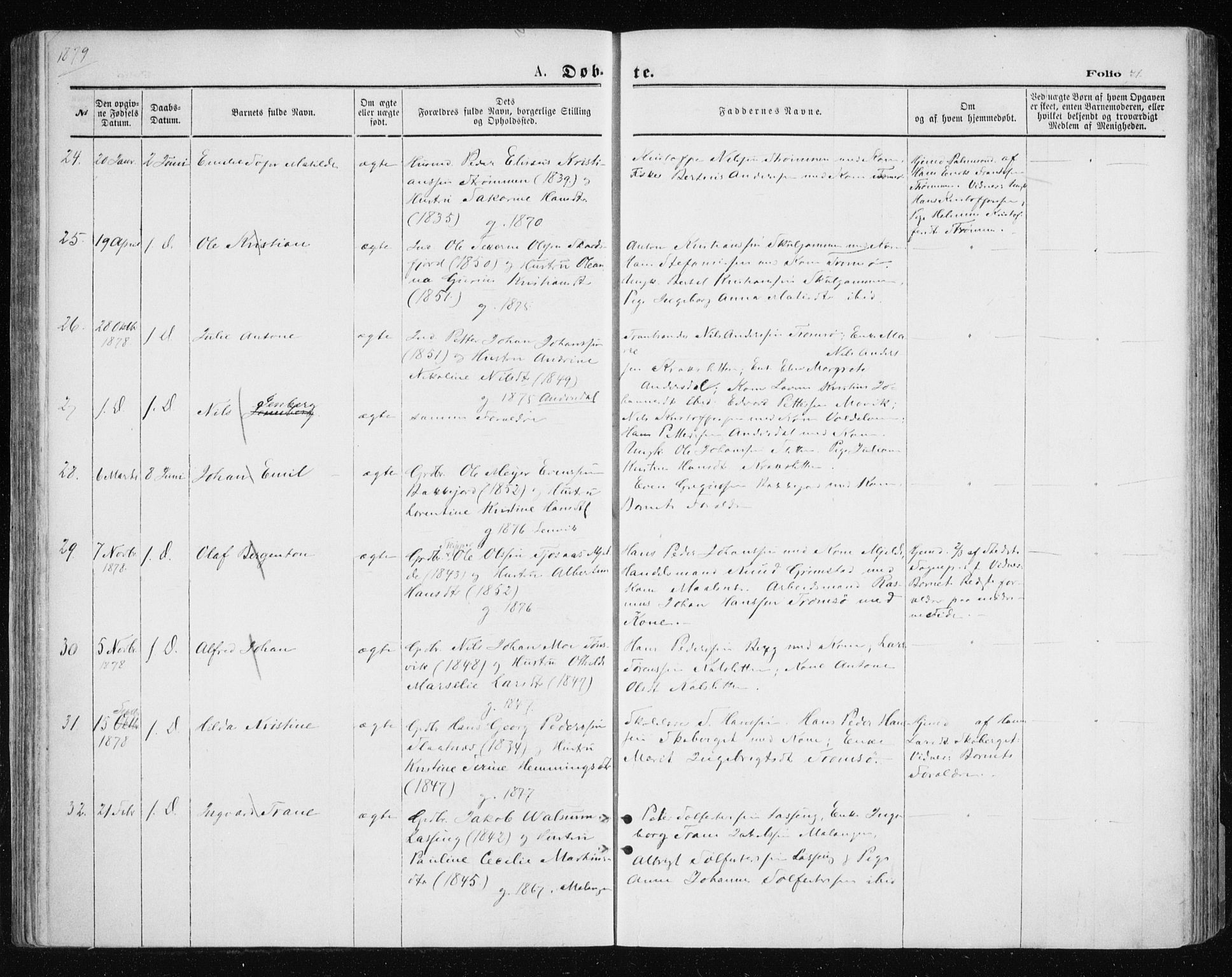 Tromsøysund sokneprestkontor, AV/SATØ-S-1304/G/Ga/L0003kirke: Ministerialbok nr. 3, 1875-1880, s. 71