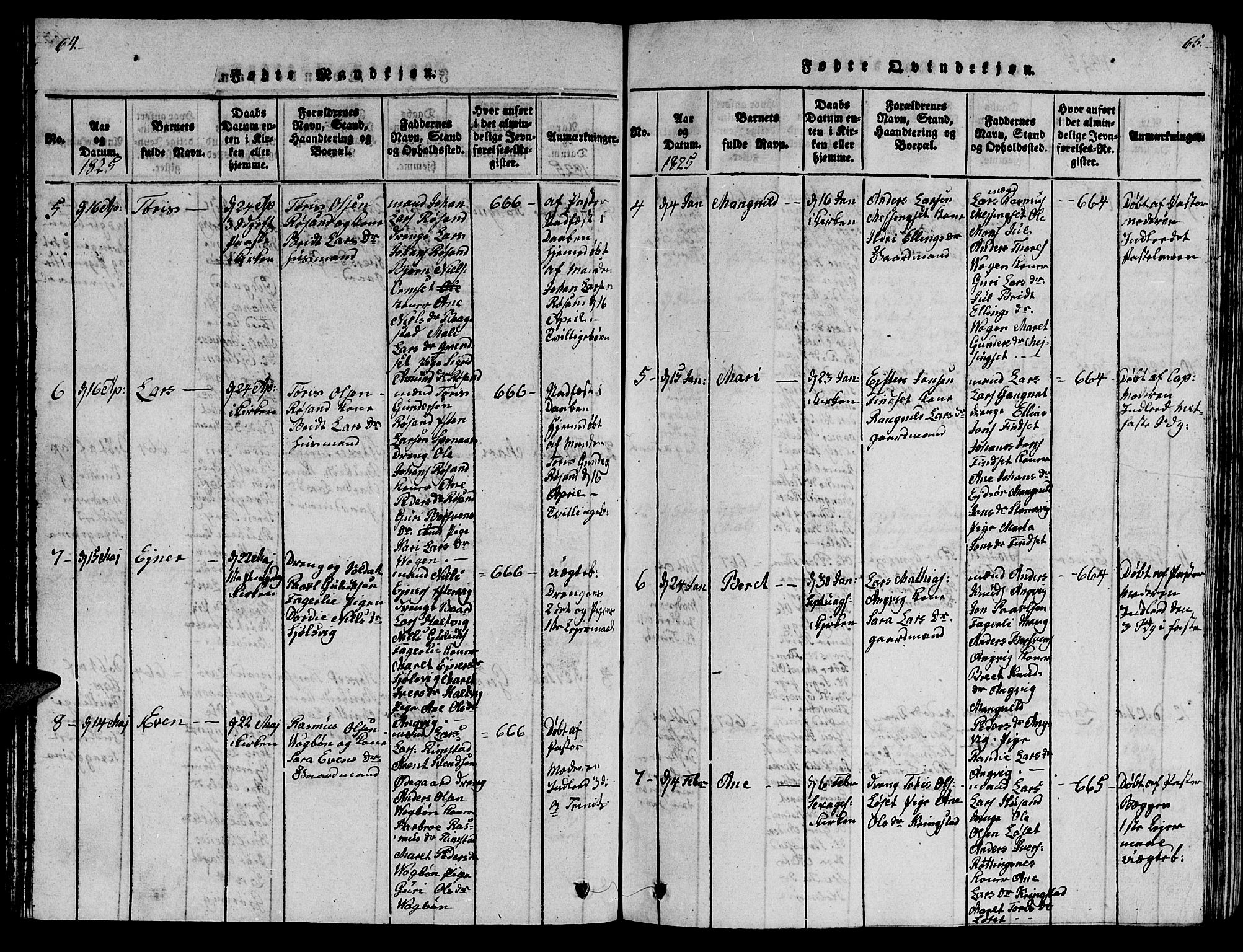 Ministerialprotokoller, klokkerbøker og fødselsregistre - Møre og Romsdal, AV/SAT-A-1454/586/L0990: Klokkerbok nr. 586C01, 1819-1837, s. 64-65