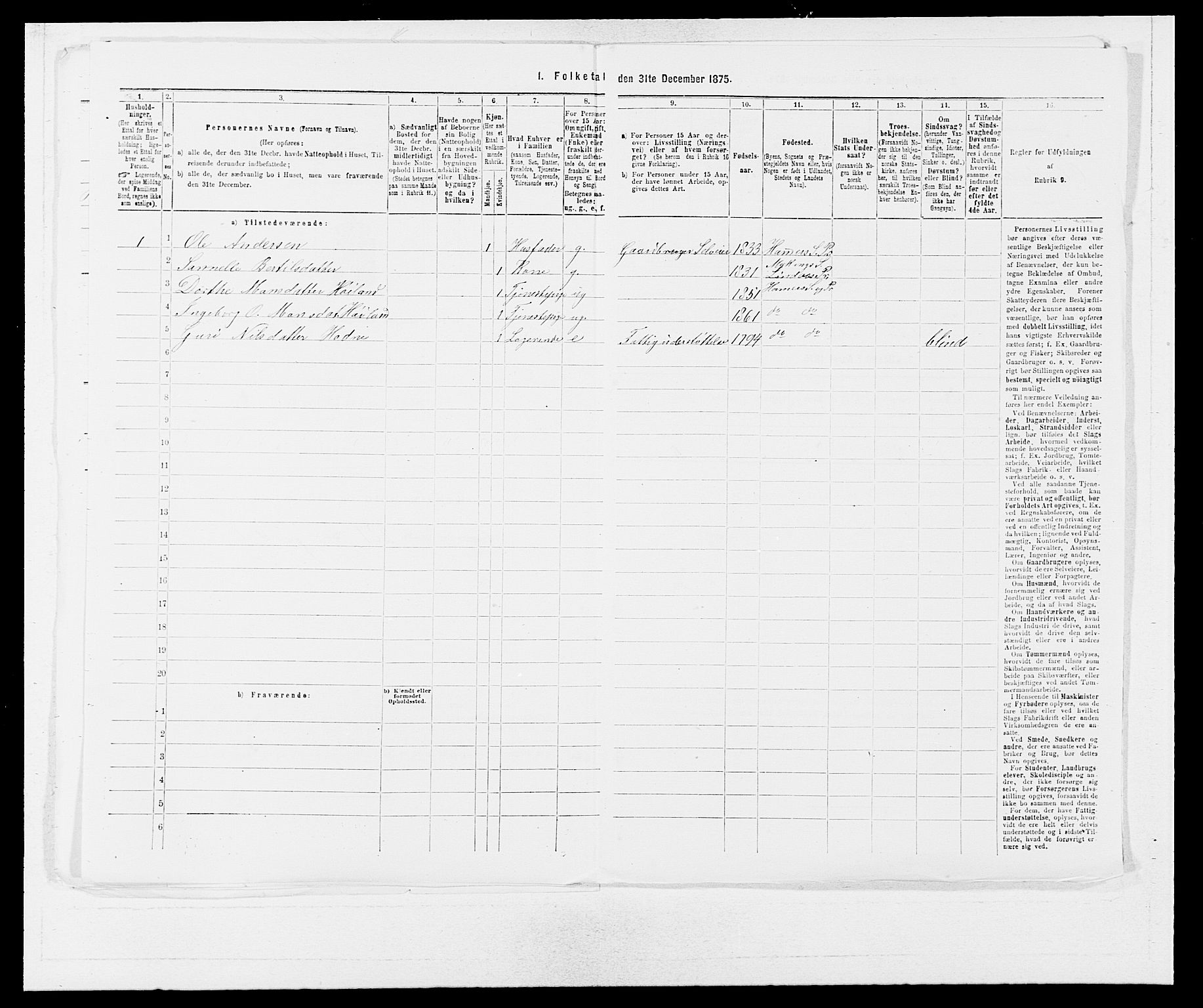 SAB, Folketelling 1875 for 1263P Lindås prestegjeld, 1875, s. 940