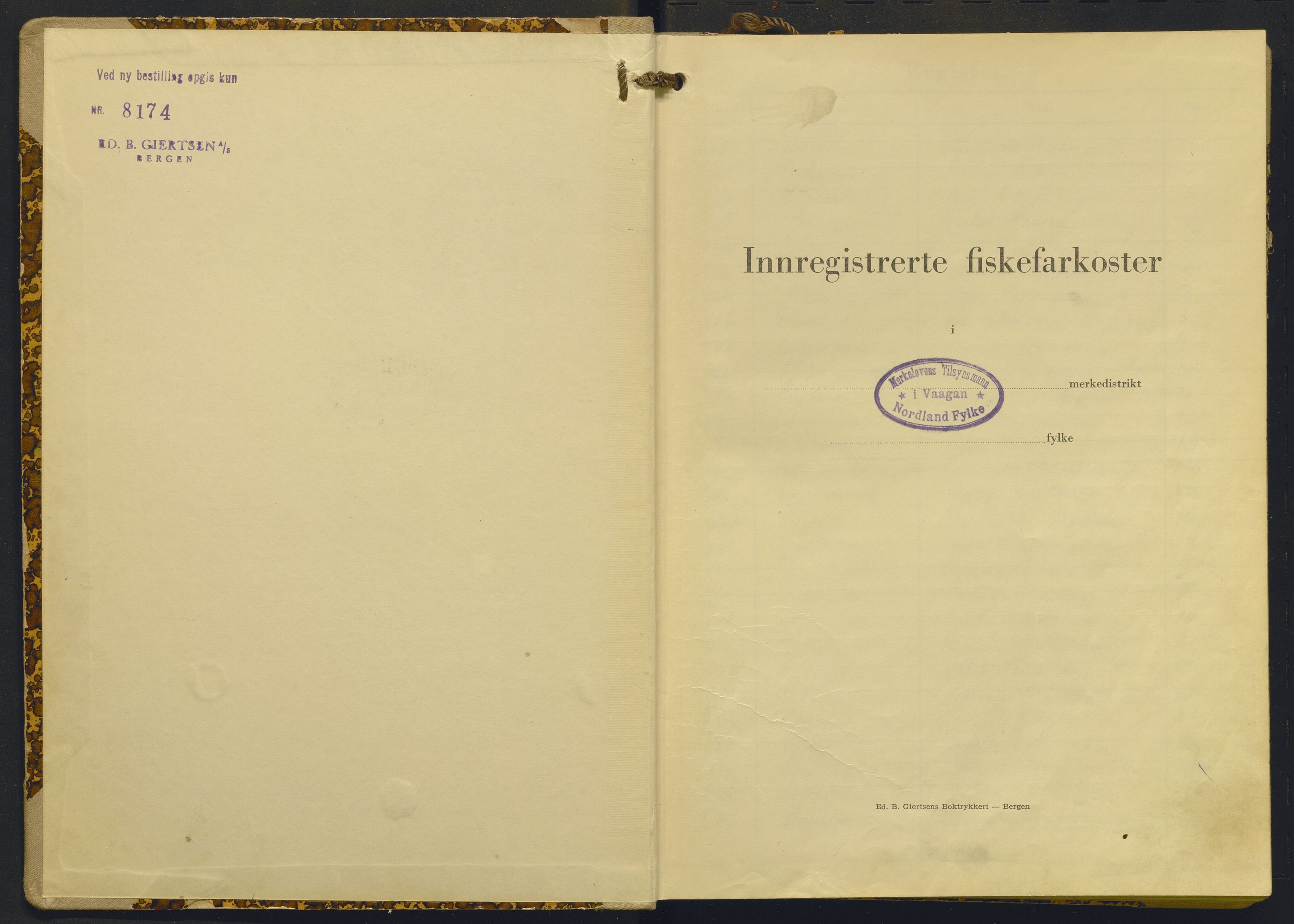 Fiskeridirektoratet - 1 Adm. ledelse - 13 Båtkontoret, SAB/A-2003/I/Ia/Iac/L0219: 135.0371/8 Merkeprotokoll - Vågan, 1963