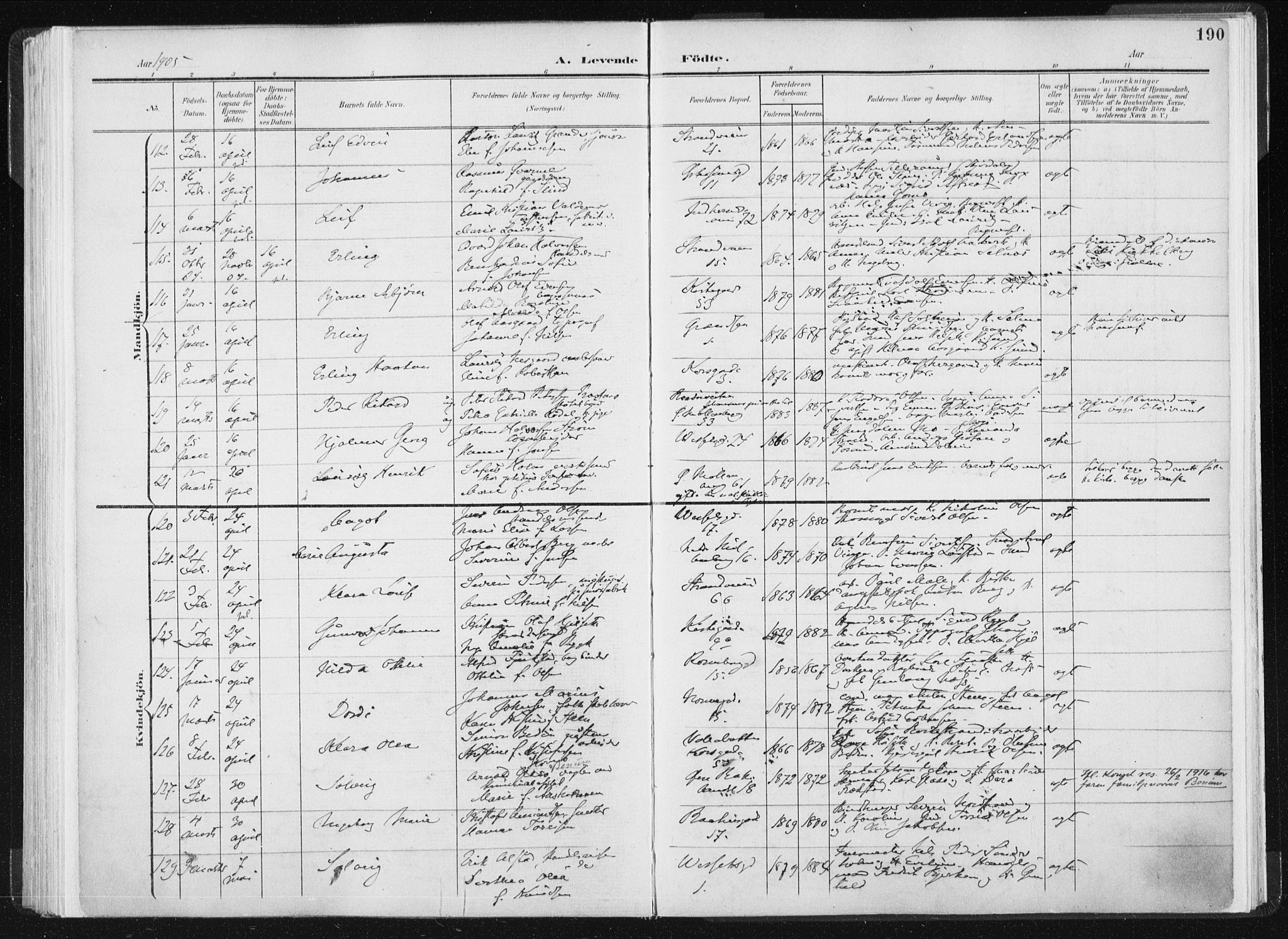 Ministerialprotokoller, klokkerbøker og fødselsregistre - Sør-Trøndelag, SAT/A-1456/604/L0199: Ministerialbok nr. 604A20I, 1901-1906, s. 190