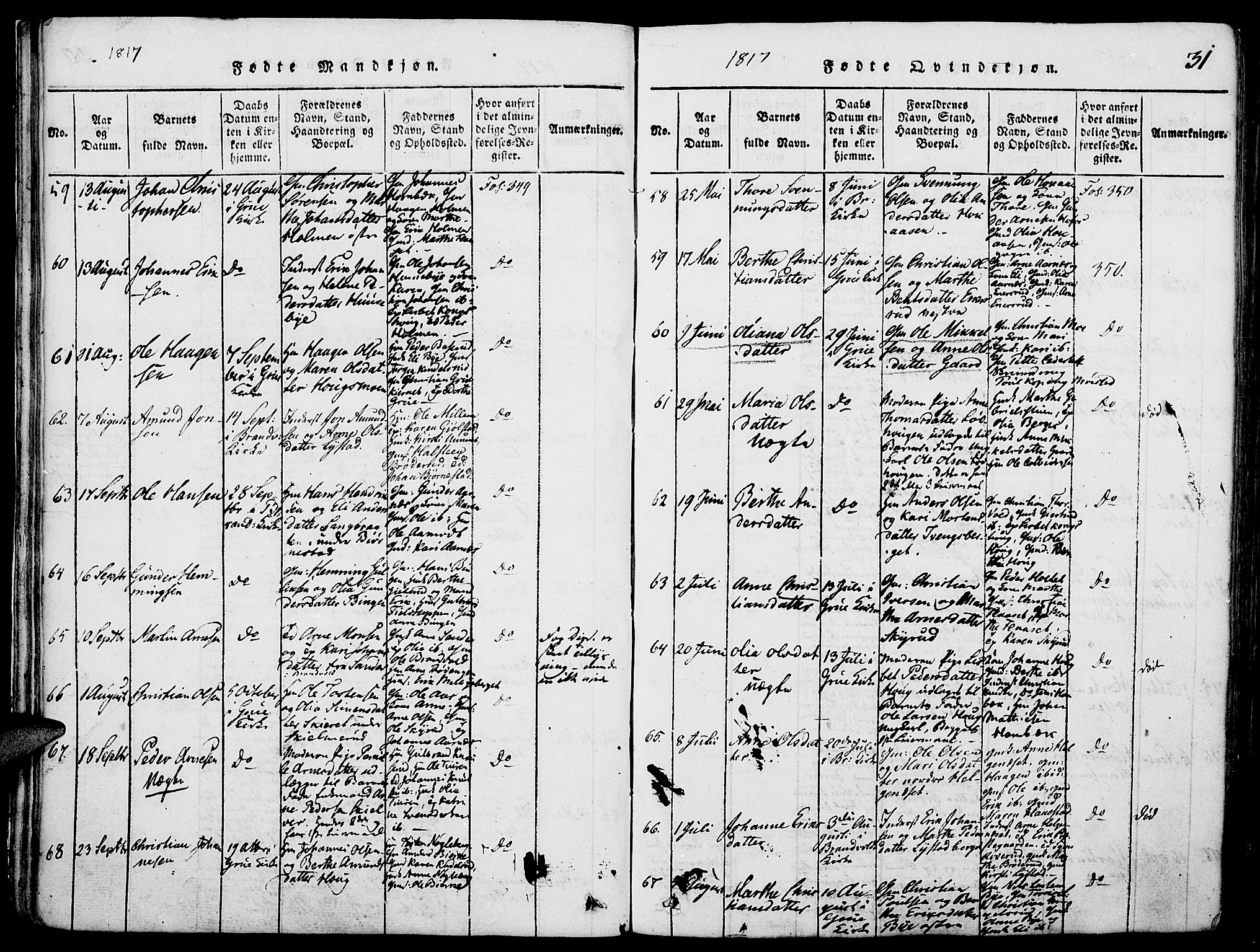 Grue prestekontor, AV/SAH-PREST-036/H/Ha/Haa/L0006: Ministerialbok nr. 6, 1814-1830, s. 31