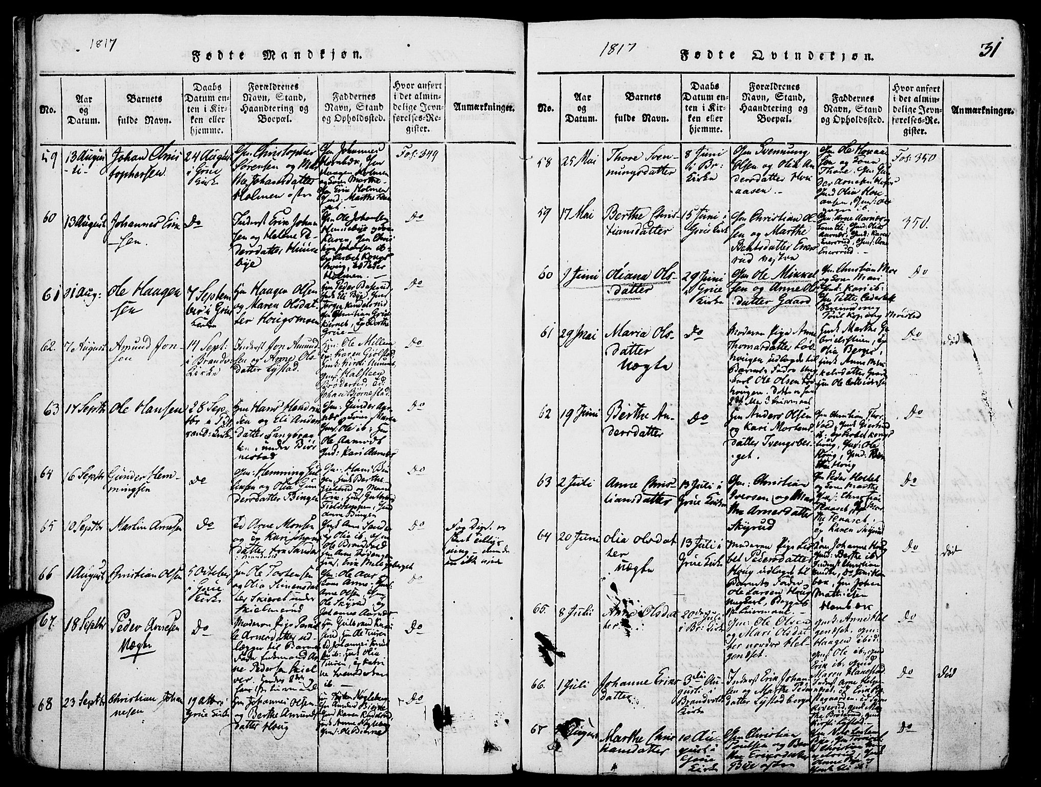 Grue prestekontor, SAH/PREST-036/H/Ha/Haa/L0006: Ministerialbok nr. 6, 1814-1830, s. 31