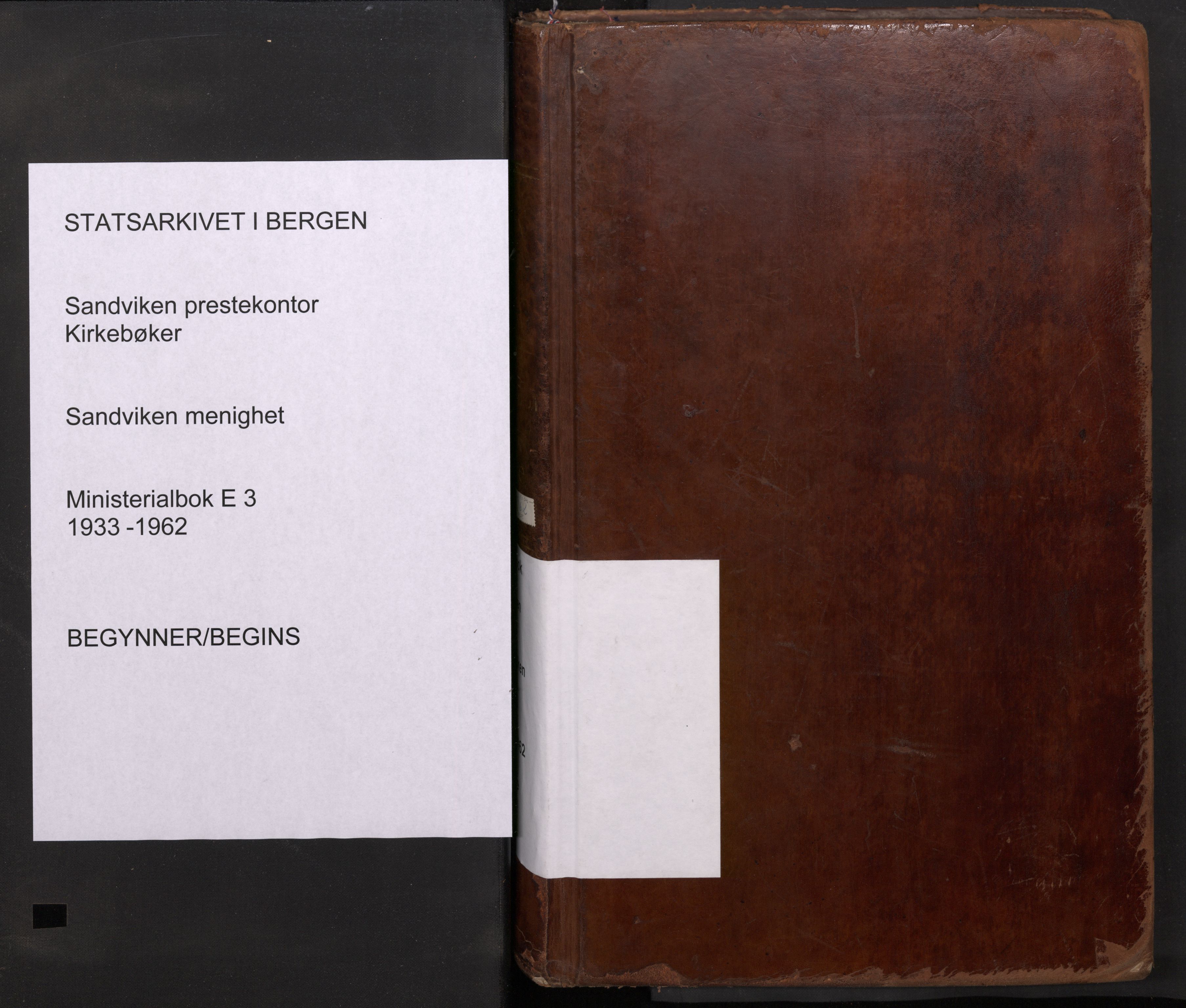 Sandviken Sokneprestembete, SAB/A-77601/H/Ha/L0020: Ministerialbok nr. E 3, 1933-1962