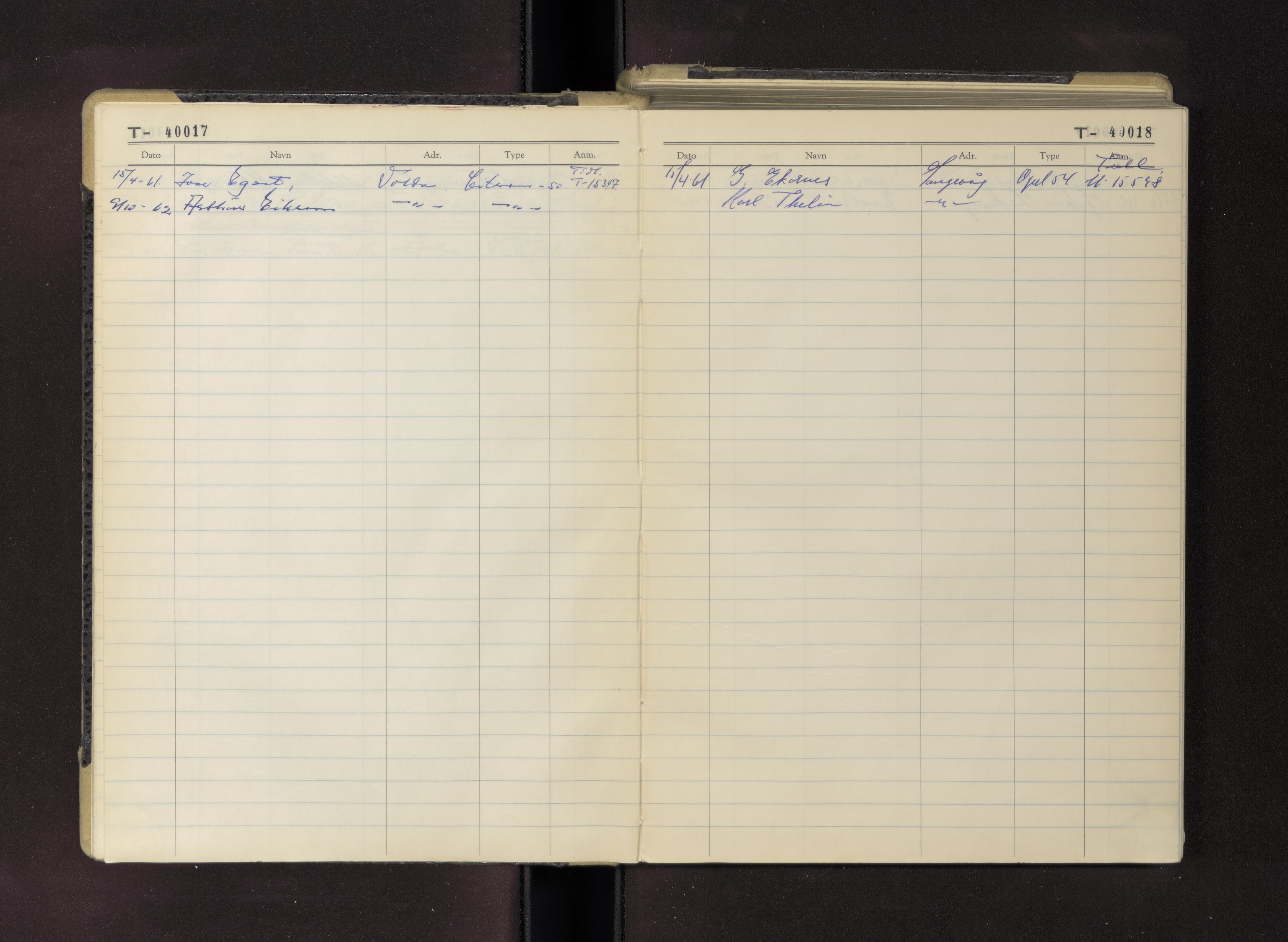 Møre og Romsdal vegkontor - Ålesund trafikkstasjon, AV/SAT-A-4099/F/Fc/L0033: Bilregister; T 40000 - T 40499, 1960-1970