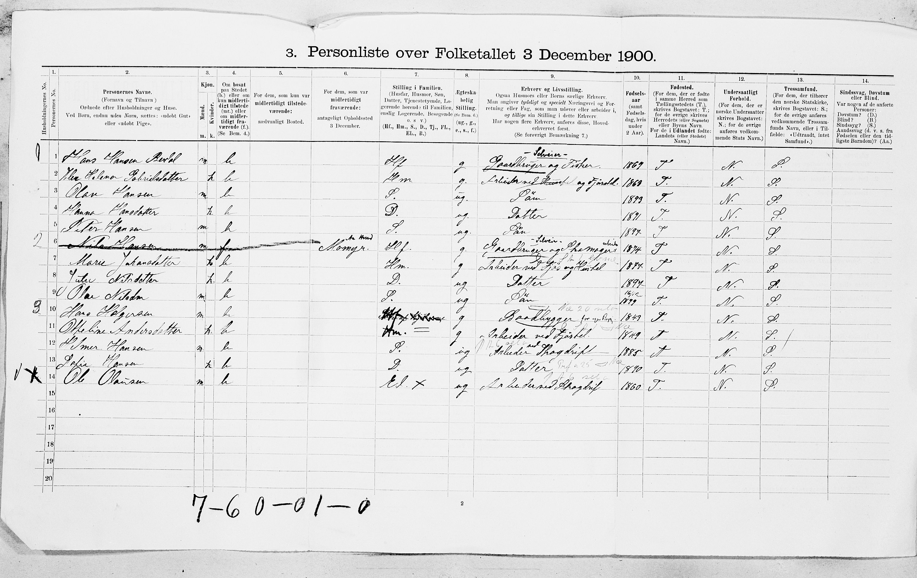 SAT, Folketelling 1900 for 1630 Aa herred, 1900, s. 31