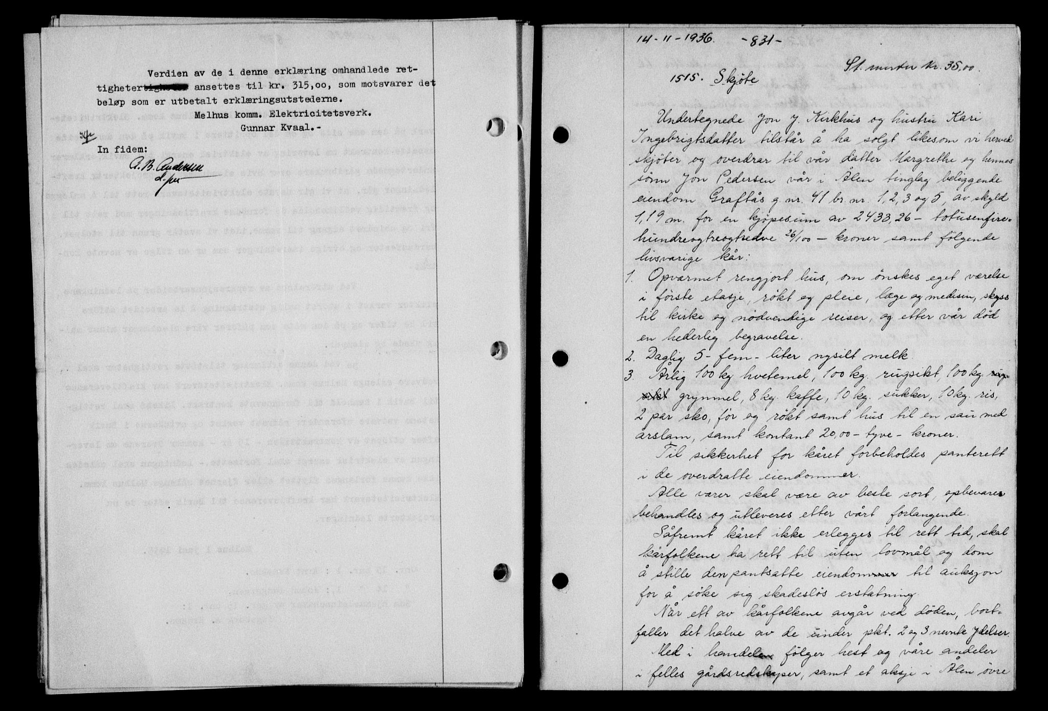 Gauldal sorenskriveri, SAT/A-0014/1/2/2C/L0046: Pantebok nr. 49-50, 1936-1937, Dagboknr: 1515/1936