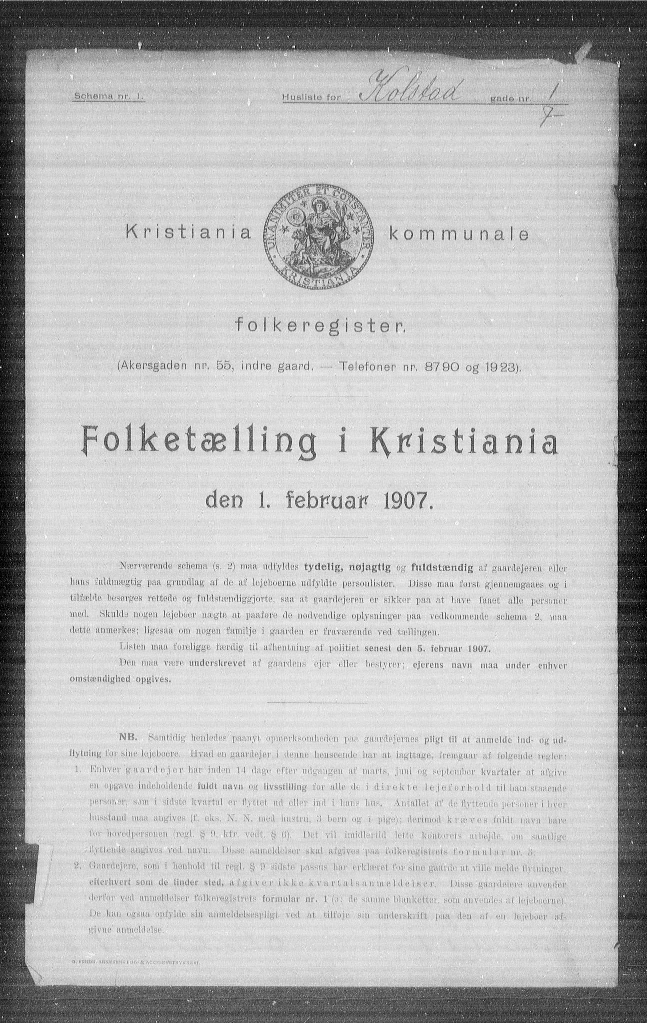 OBA, Kommunal folketelling 1.2.1907 for Kristiania kjøpstad, 1907, s. 26555