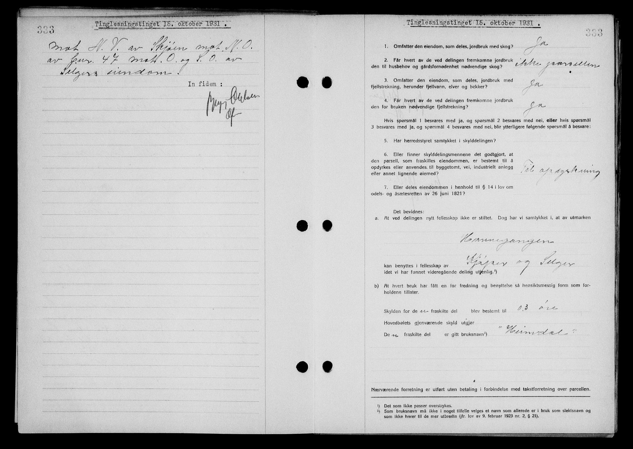 Steigen og Ofoten sorenskriveri, AV/SAT-A-0030/1/2/2C/L0019: Pantebok nr. 22, 1931-1931, Tingl.dato: 15.10.1931