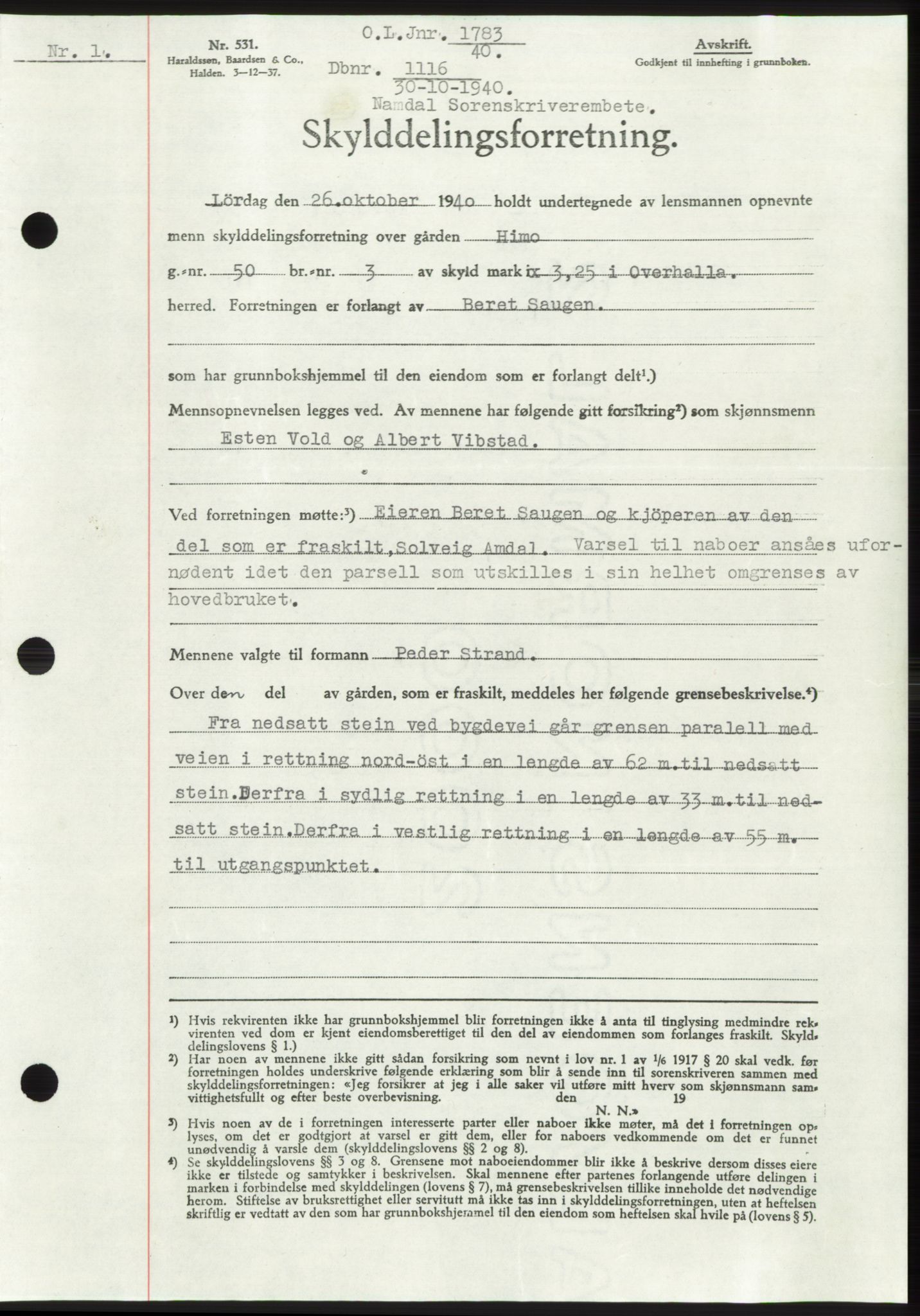 Namdal sorenskriveri, SAT/A-4133/1/2/2C: Pantebok nr. -, 1940-1941, Tingl.dato: 30.10.1940
