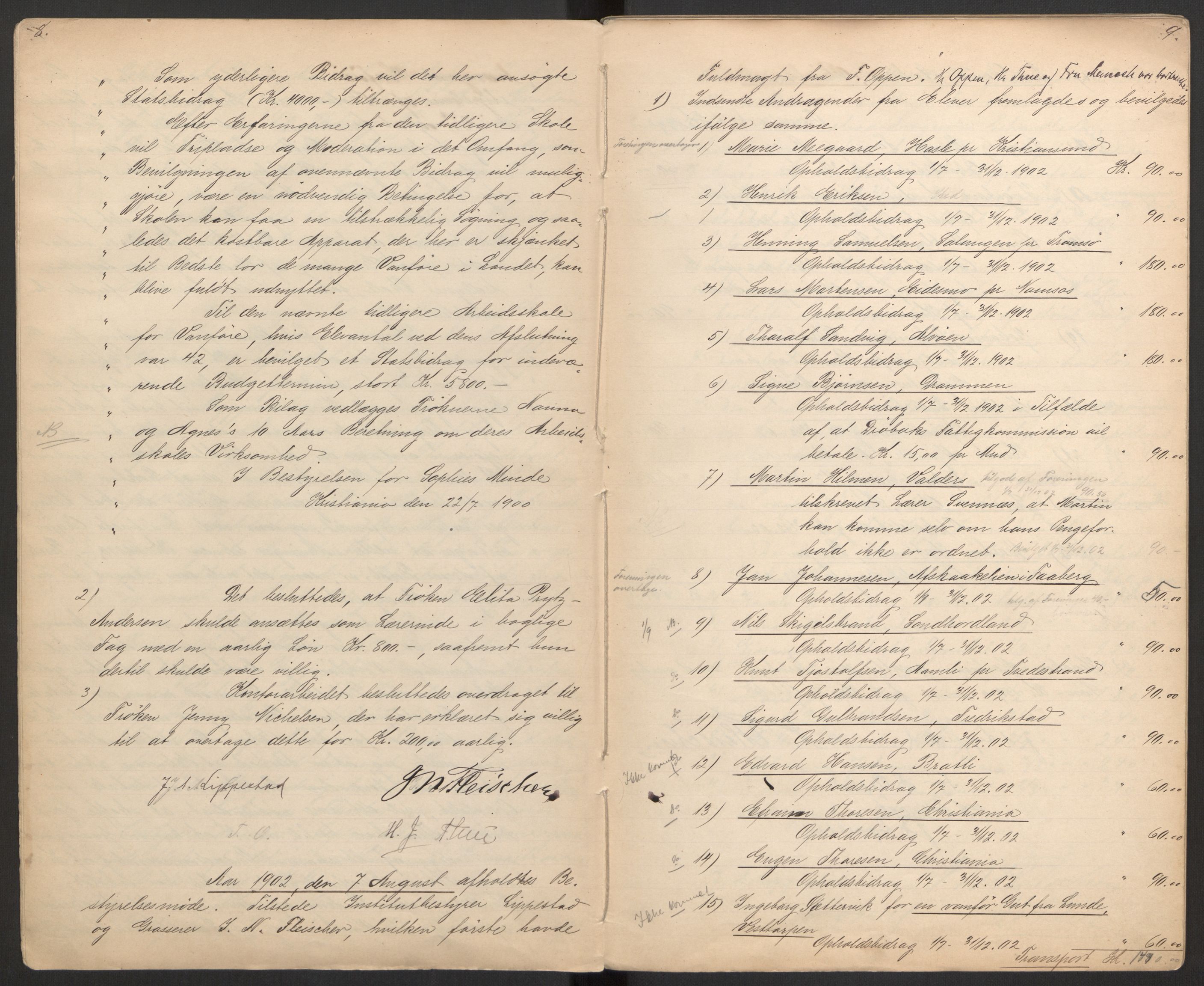 Sophies Minde/Statens senter for ortopedi, AV/RA-S-1703/1/A/Aa/L0001/0002: Styreprotokoller for Sophies Minde / Forhandlingsprotokoll for Sophies Minde, 1902-1918, s. 8-9