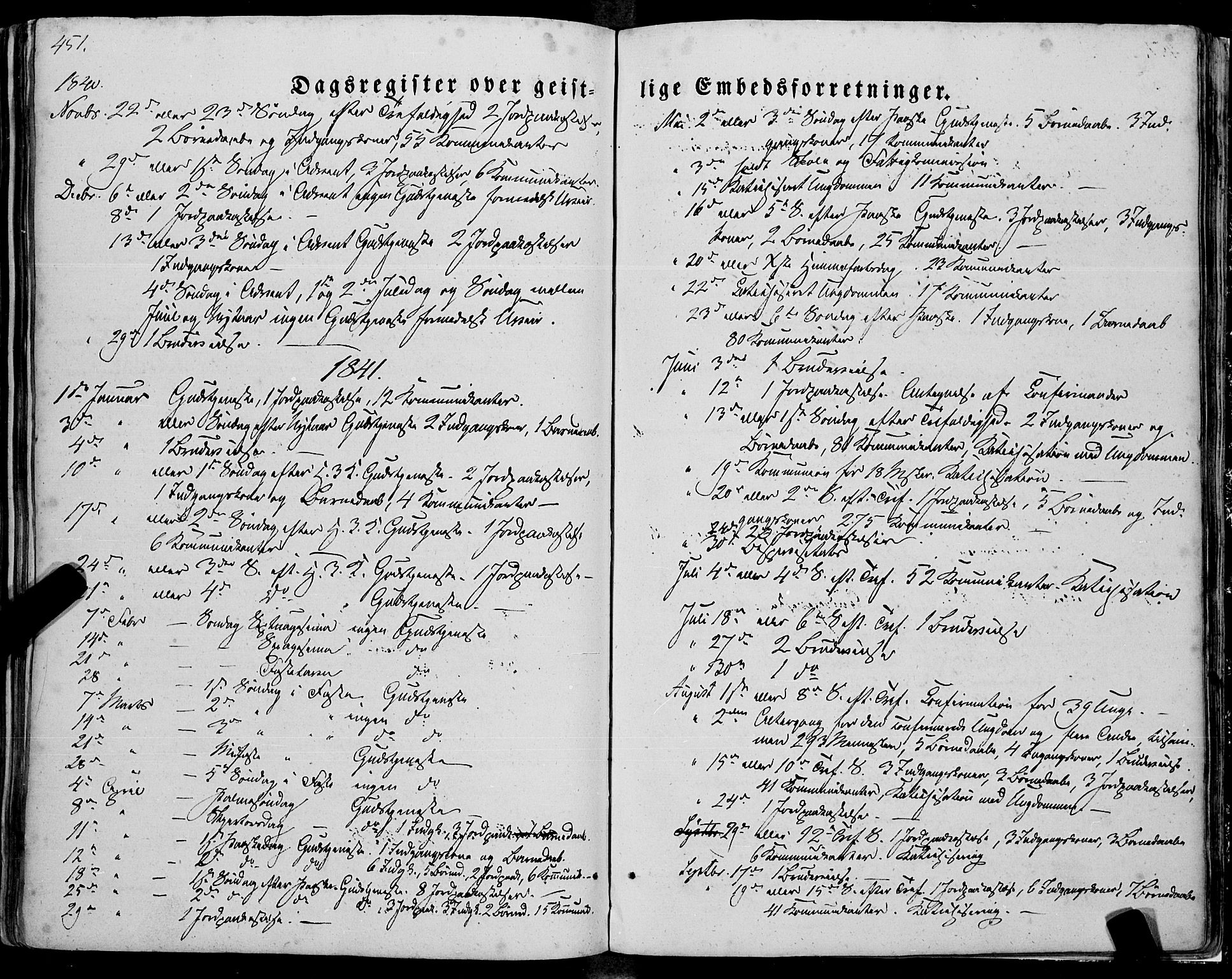 Ministerialprotokoller, klokkerbøker og fødselsregistre - Nordland, SAT/A-1459/805/L0097: Ministerialbok nr. 805A04, 1837-1861, s. 451