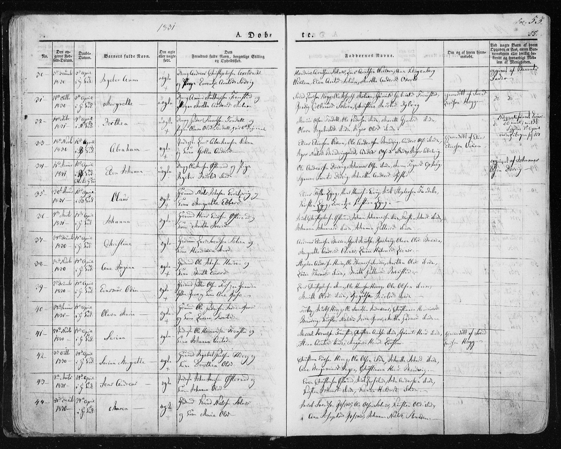 Ministerialprotokoller, klokkerbøker og fødselsregistre - Sør-Trøndelag, SAT/A-1456/659/L0735: Ministerialbok nr. 659A05, 1826-1841, s. 53