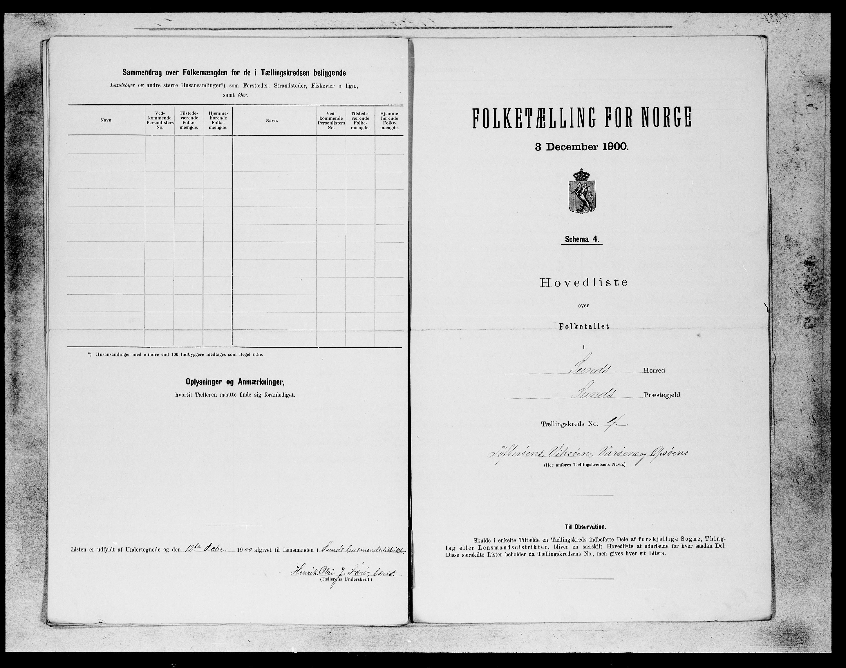 SAB, Folketelling 1900 for 1245 Sund herred, 1900, s. 7