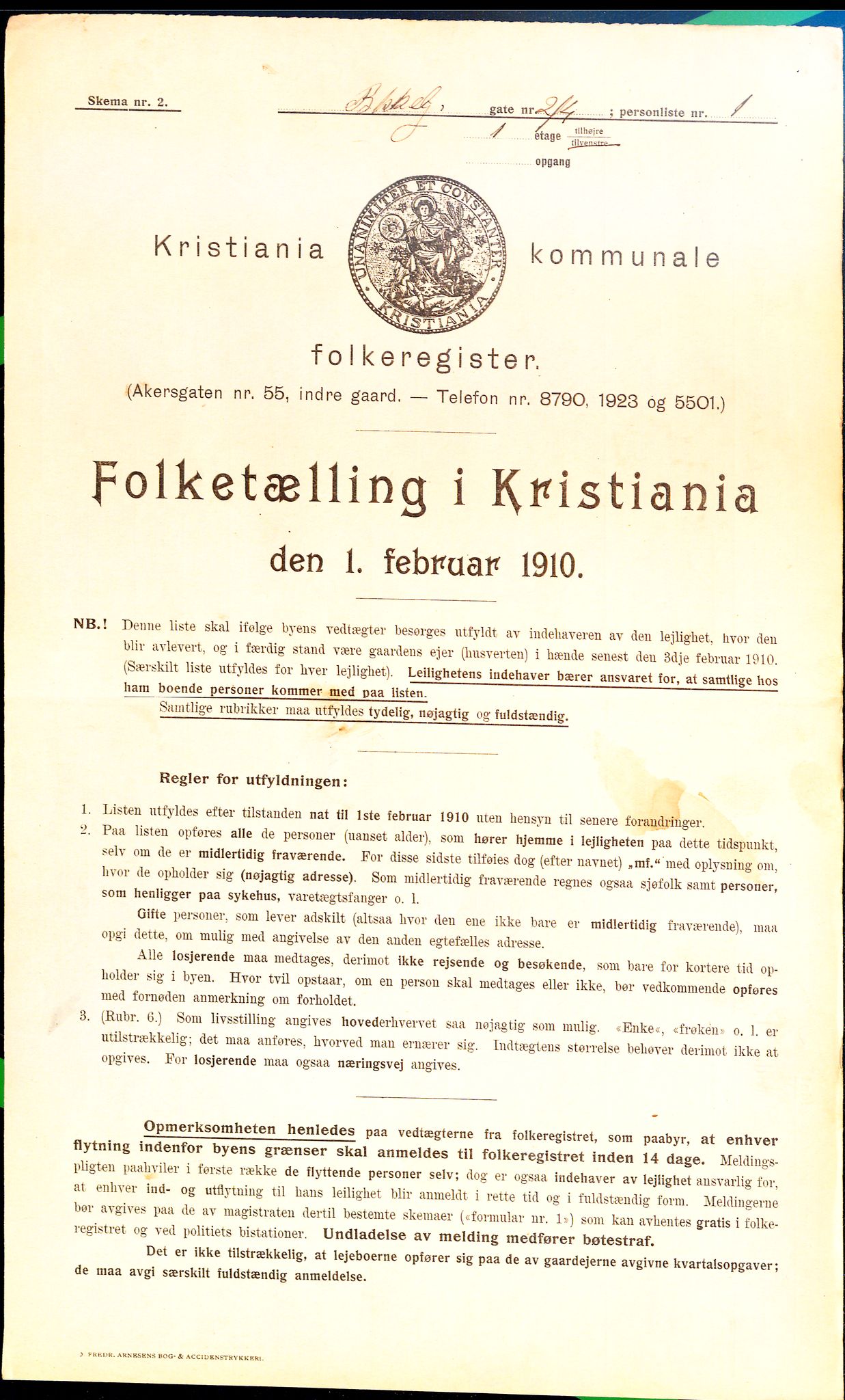 OBA, Kommunal folketelling 1.2.1910 for Kristiania, 1910, s. 2539