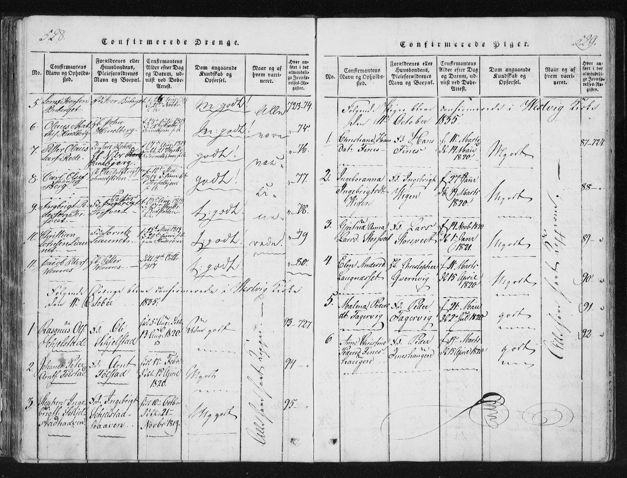 Ministerialprotokoller, klokkerbøker og fødselsregistre - Nord-Trøndelag, SAT/A-1458/744/L0417: Ministerialbok nr. 744A01, 1817-1842, s. 528-529