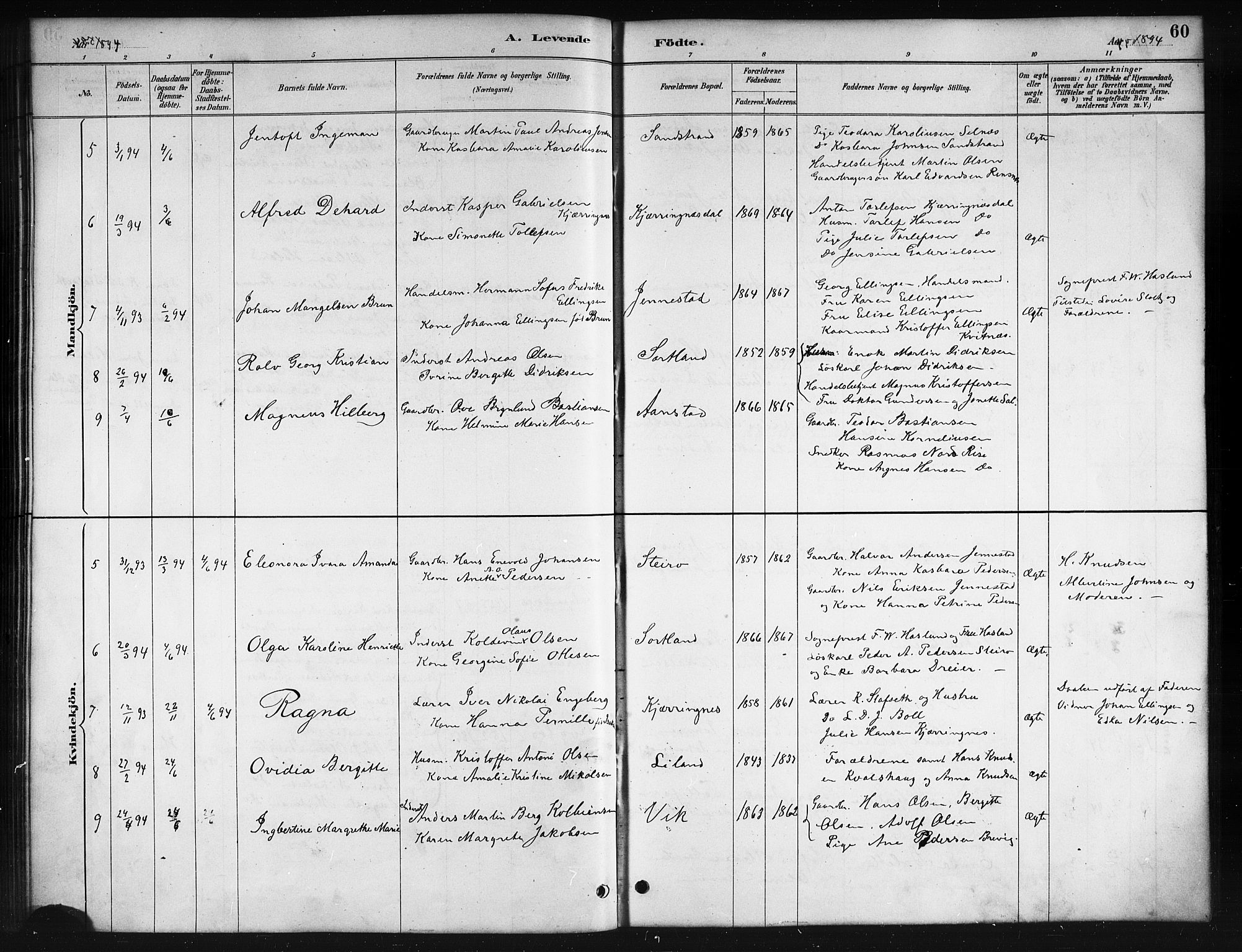 Ministerialprotokoller, klokkerbøker og fødselsregistre - Nordland, AV/SAT-A-1459/895/L1382: Klokkerbok nr. 895C04, 1885-1896, s. 60