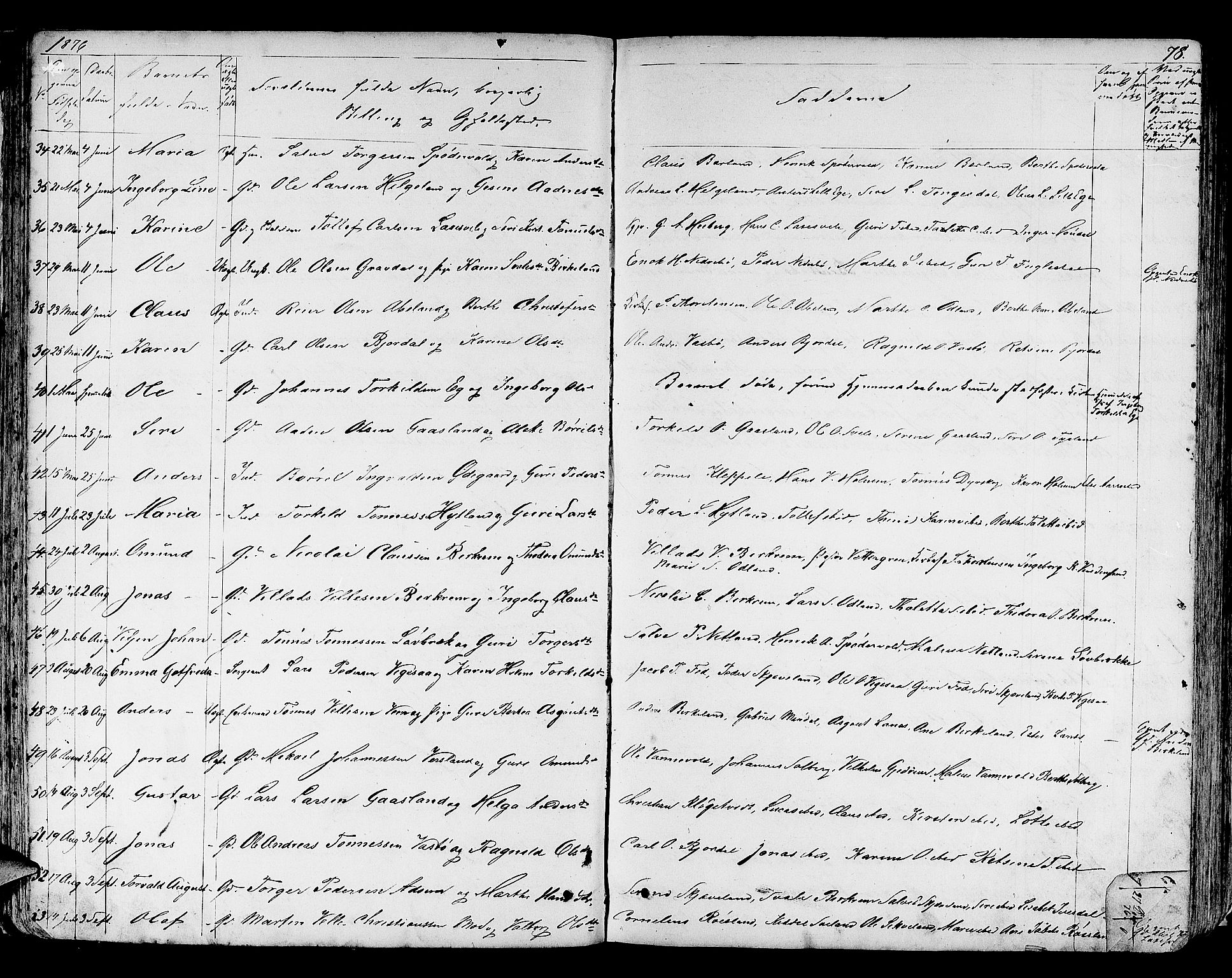 Helleland sokneprestkontor, AV/SAST-A-101810: Klokkerbok nr. B 3, 1847-1886, s. 78
