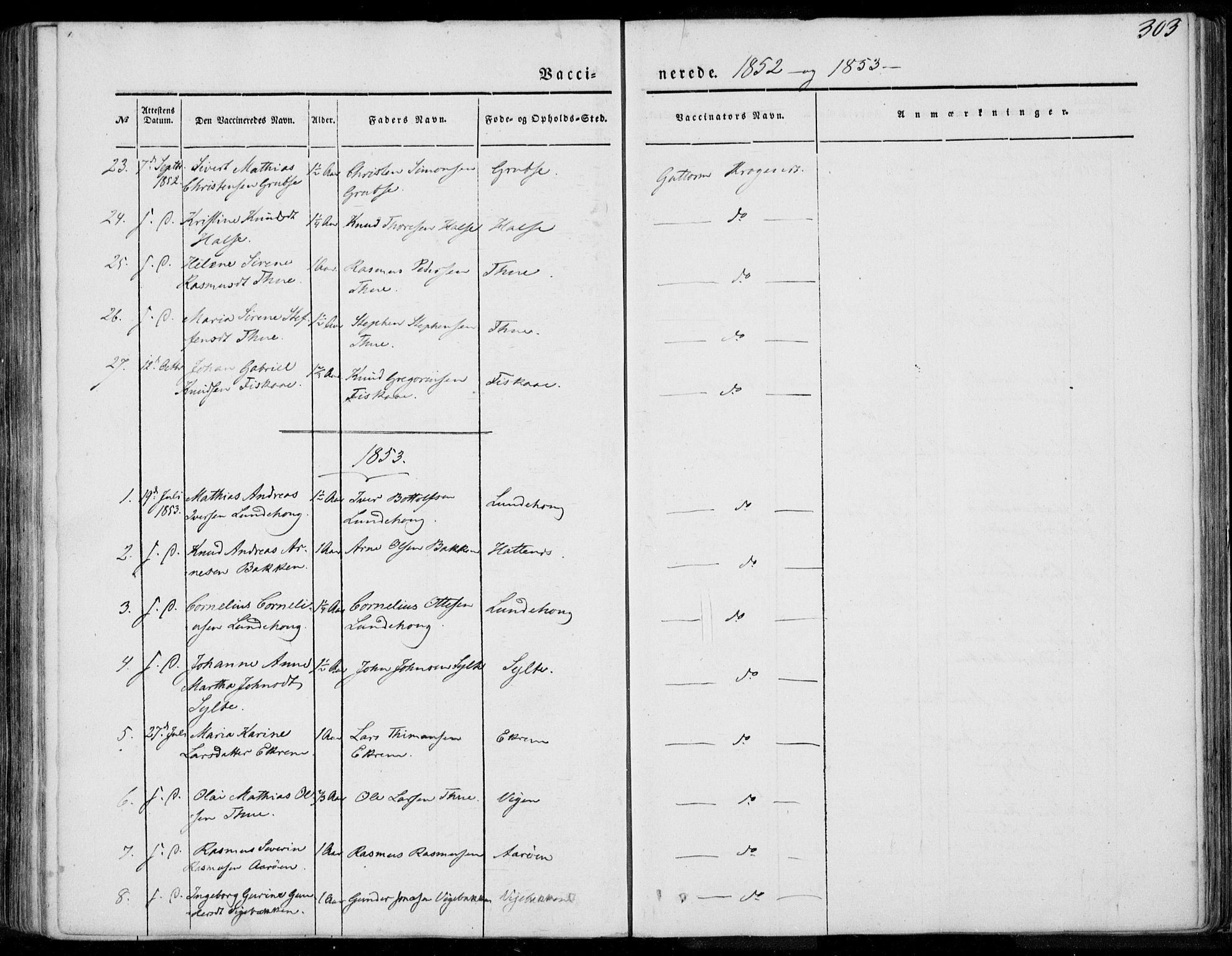 Ministerialprotokoller, klokkerbøker og fødselsregistre - Møre og Romsdal, AV/SAT-A-1454/501/L0006: Ministerialbok nr. 501A06, 1844-1868, s. 303