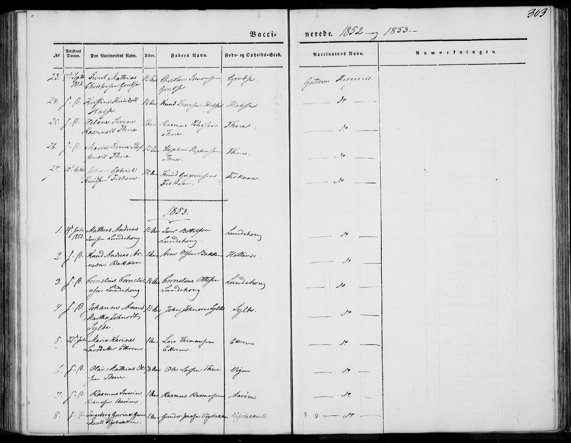 Ministerialprotokoller, klokkerbøker og fødselsregistre - Møre og Romsdal, SAT/A-1454/501/L0006: Ministerialbok nr. 501A06, 1844-1868, s. 303