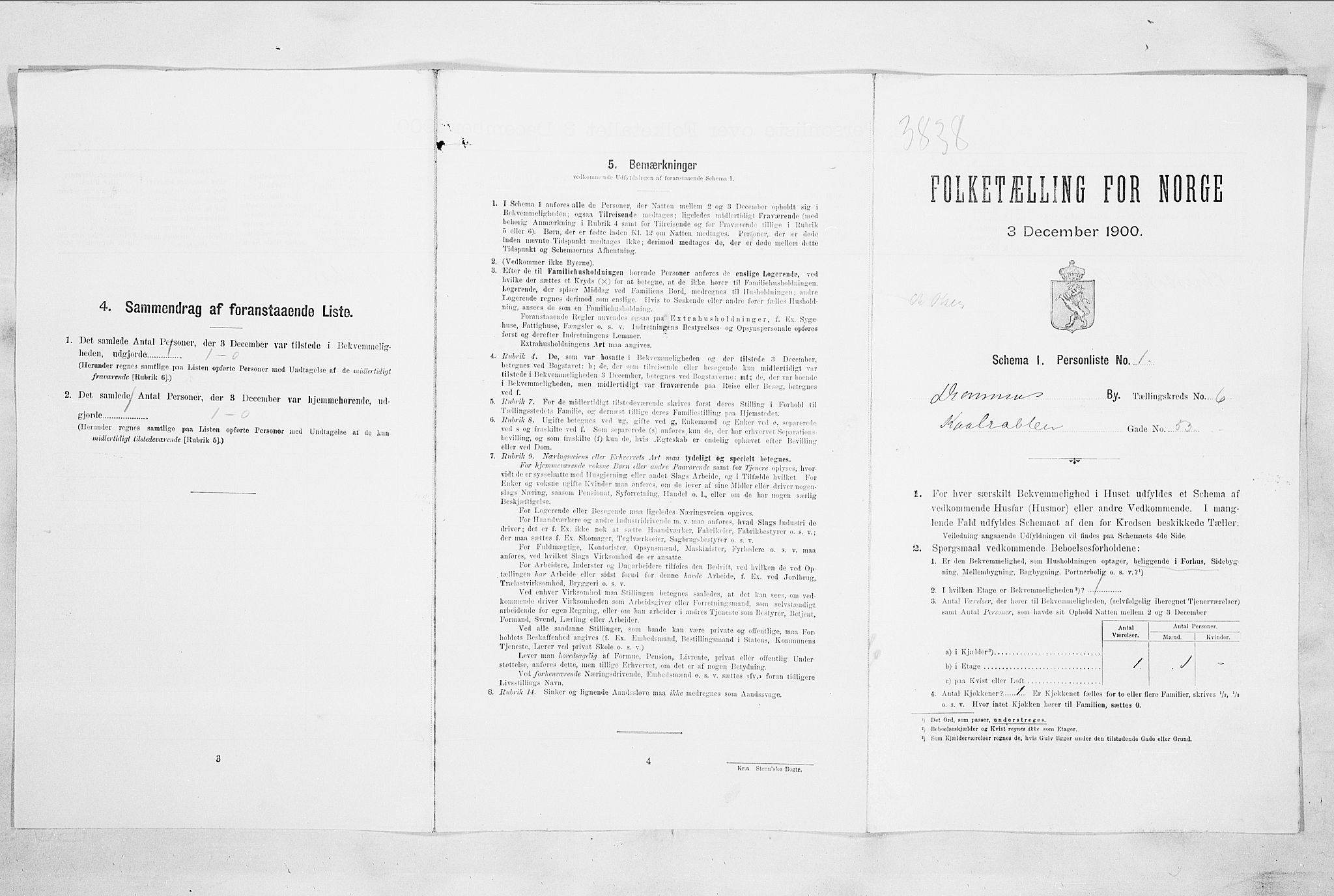 RA, Folketelling 1900 for 0602 Drammen kjøpstad, 1900, s. 1110