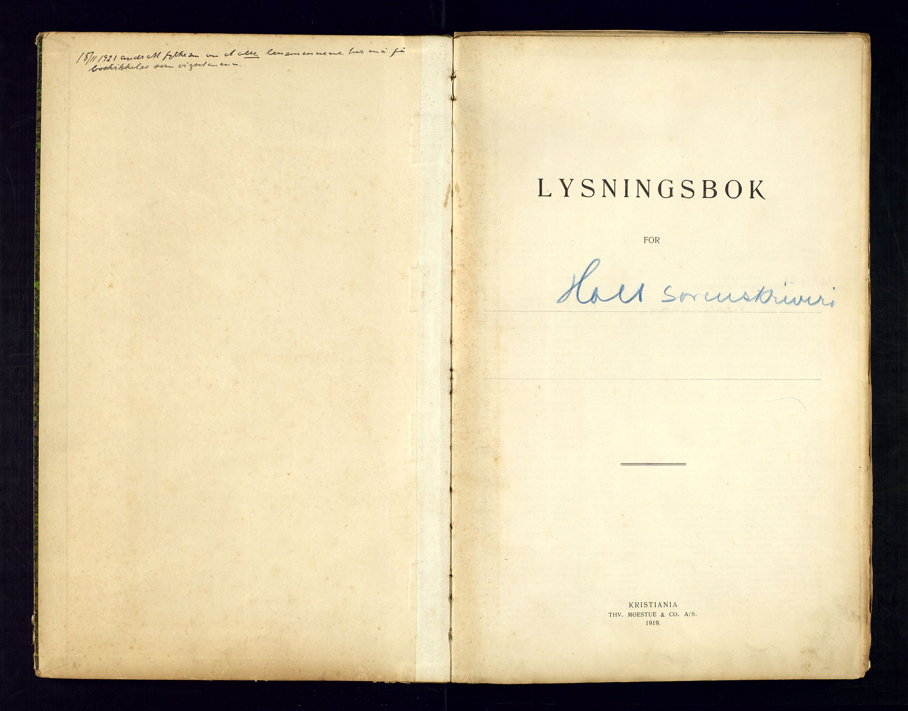 Holt sorenskriveri, SAK/1221-0002/L/Ld/L0001: Lysingsbok nr. 1, 1921-1939
