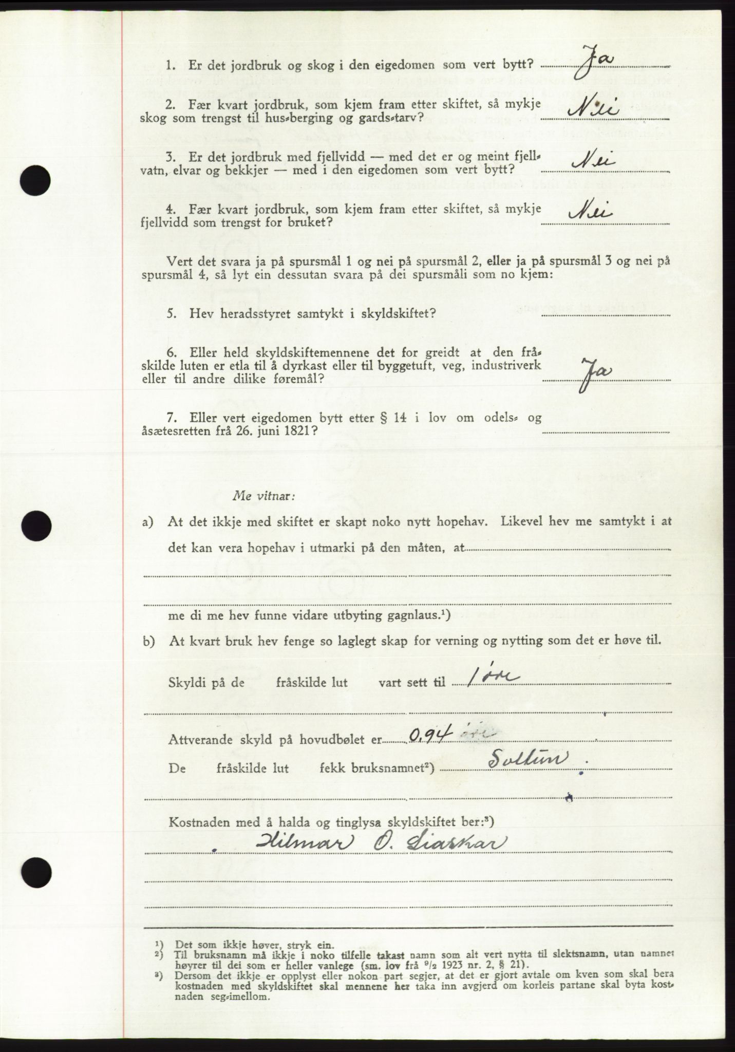 Søre Sunnmøre sorenskriveri, AV/SAT-A-4122/1/2/2C/L0084: Pantebok nr. 10A, 1949-1949, Dagboknr: 1197/1949