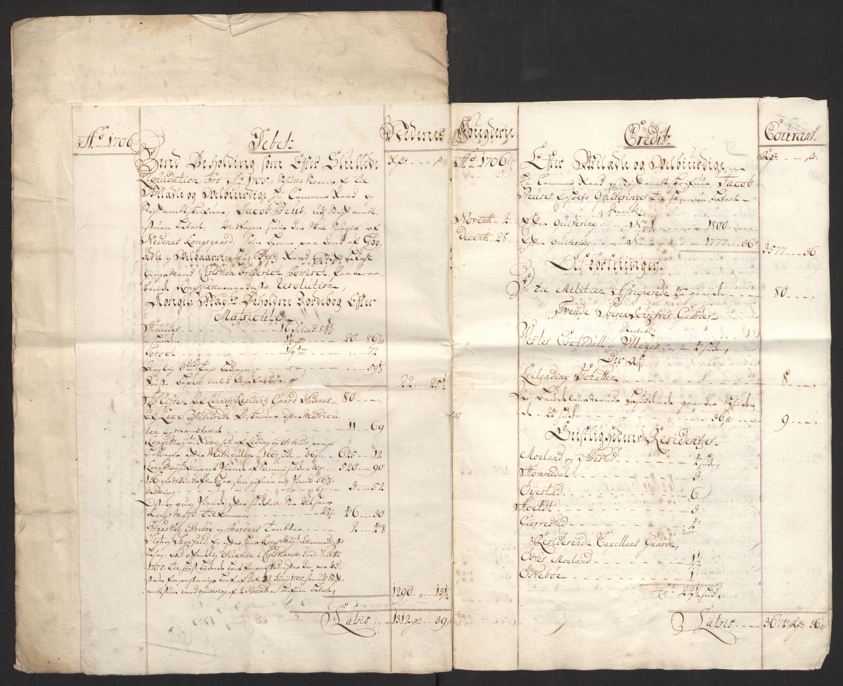 Rentekammeret inntil 1814, Reviderte regnskaper, Fogderegnskap, AV/RA-EA-4092/R39/L2318: Fogderegnskap Nedenes, 1706-1709, s. 10