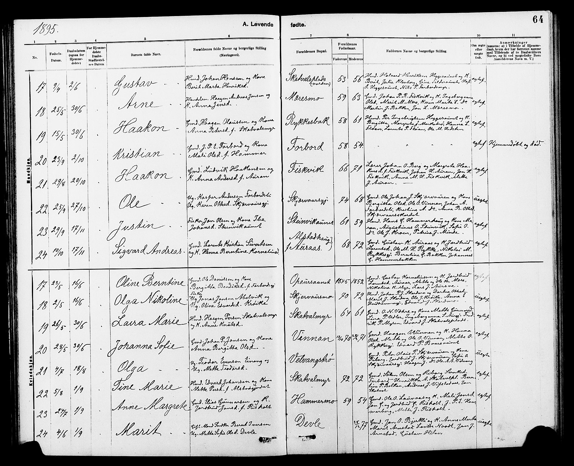 Ministerialprotokoller, klokkerbøker og fødselsregistre - Nord-Trøndelag, SAT/A-1458/712/L0103: Klokkerbok nr. 712C01, 1878-1917, s. 64