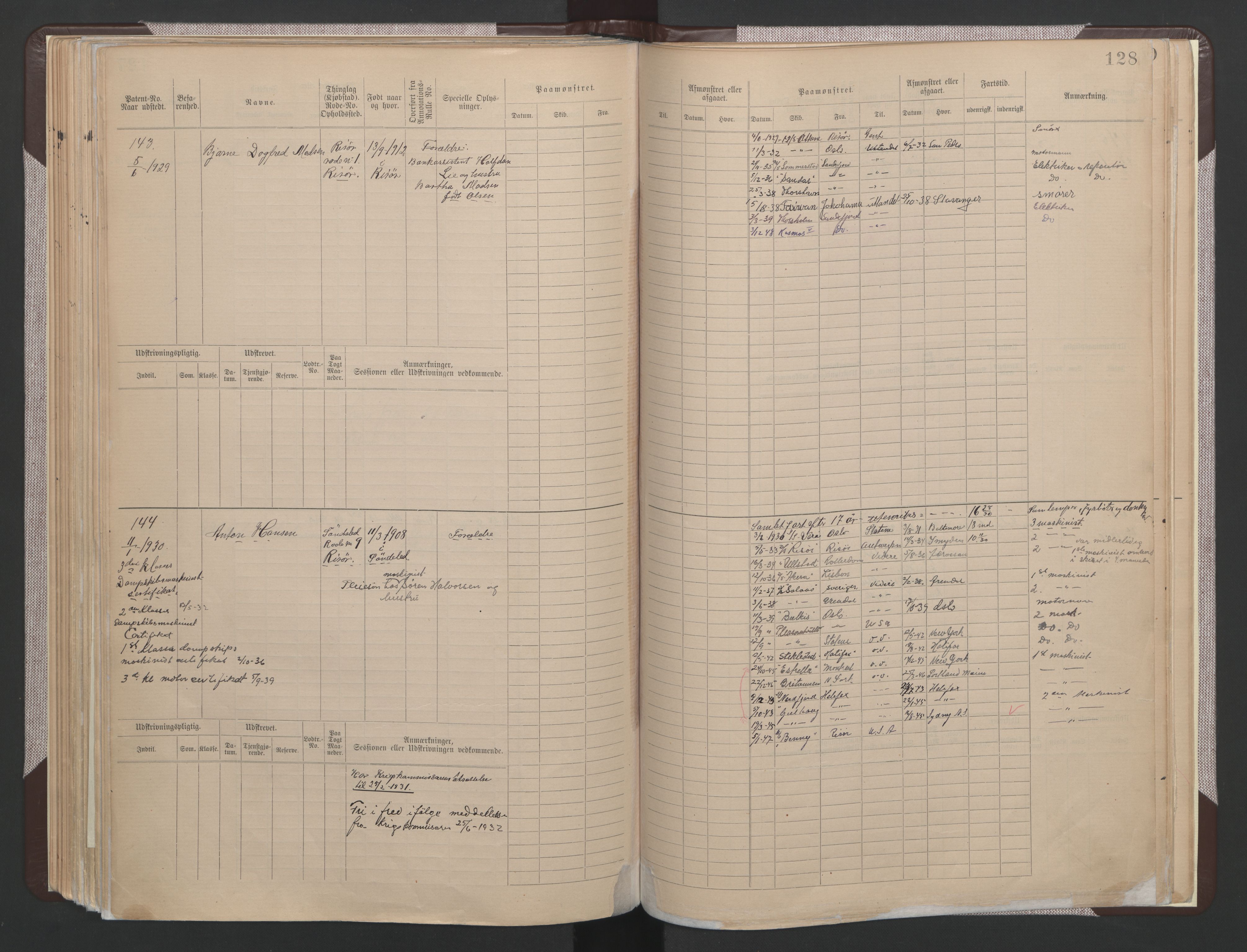 Risør mønstringskrets, AV/SAK-2031-0010/F/Fb/L0015: Hovedrulle B nr 1-193, T-14, 1891-1937, s. 90