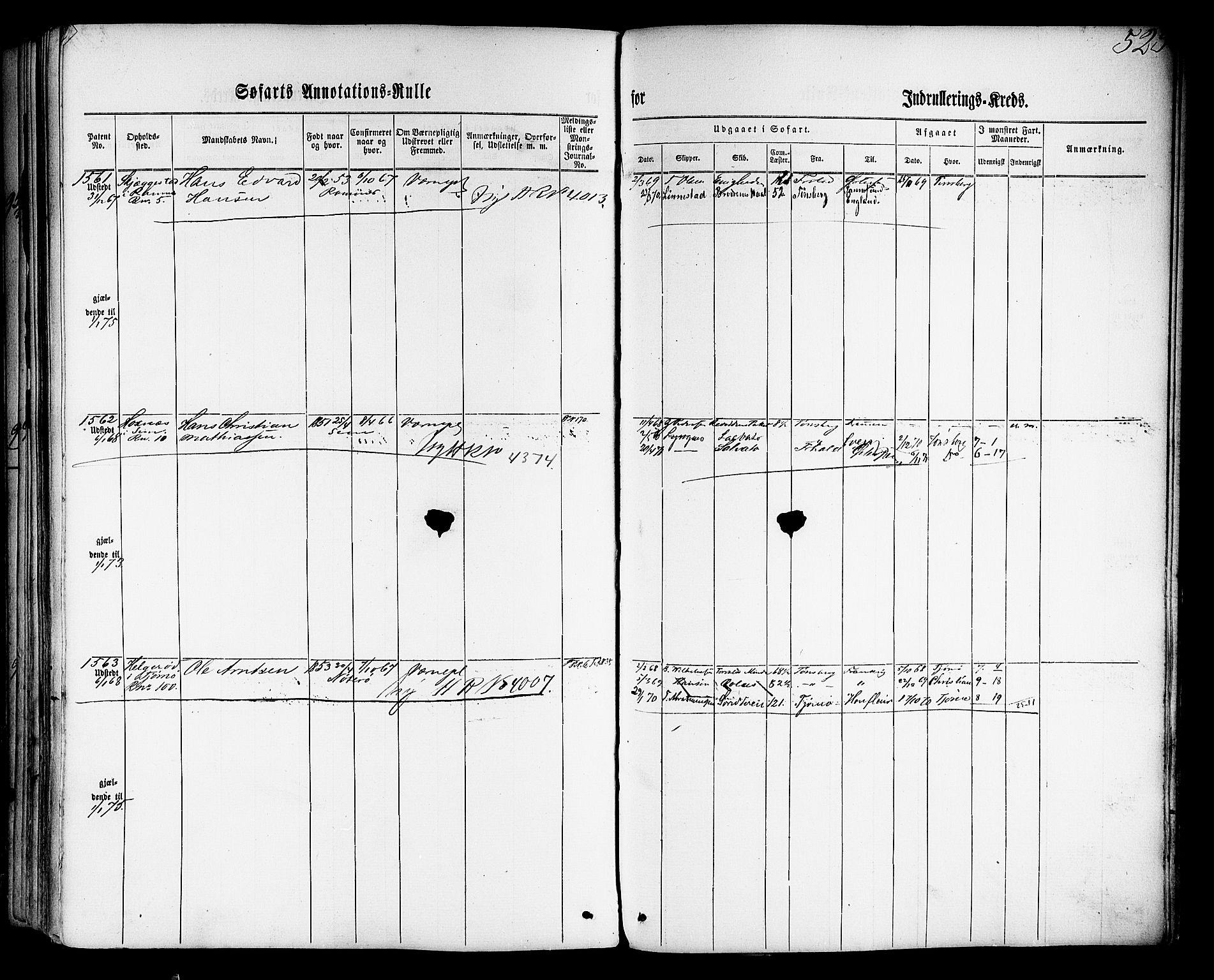 Tønsberg innrulleringskontor, SAKO/A-786/F/Fb/L0001: Annotasjonsrulle Patent nr. 1-1724, 1860-1868, s. 548