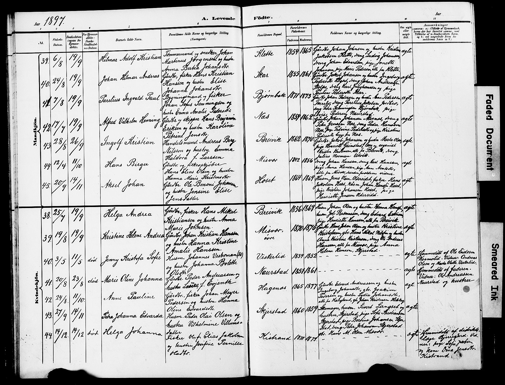 Ministerialprotokoller, klokkerbøker og fødselsregistre - Nordland, AV/SAT-A-1459/852/L0755: Klokkerbok nr. 852C06, 1895-1902