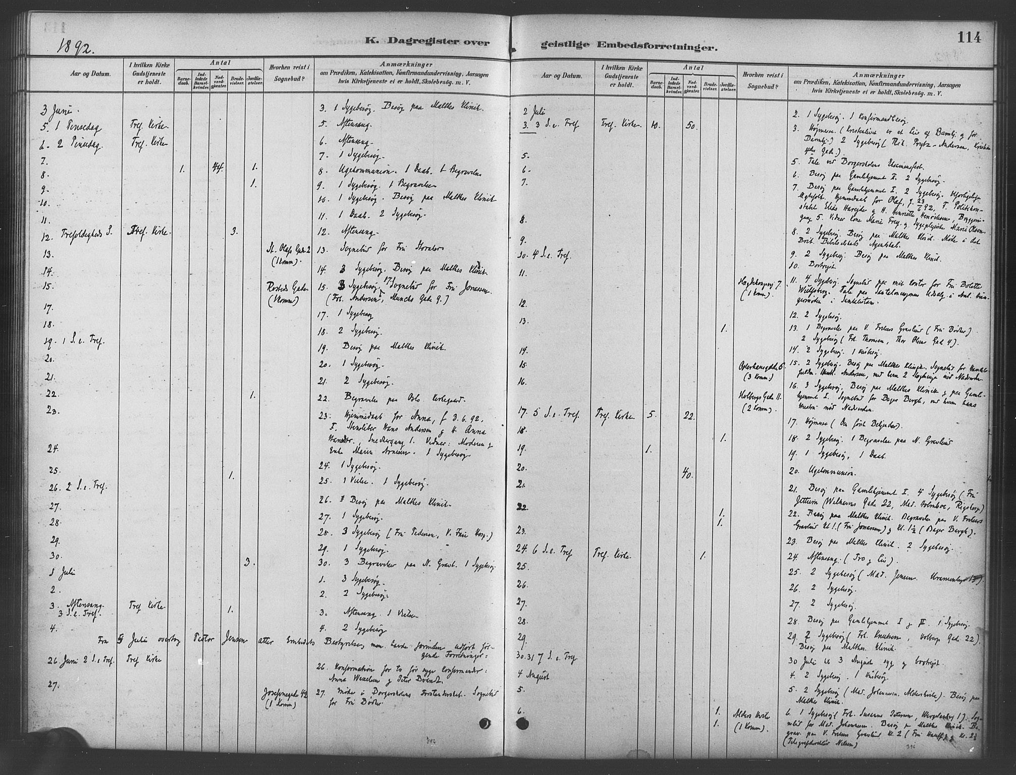 Trefoldighet prestekontor Kirkebøker, AV/SAO-A-10882/I/Ia/L0003: Dagsregister nr. 3, 1881-1901, s. 114