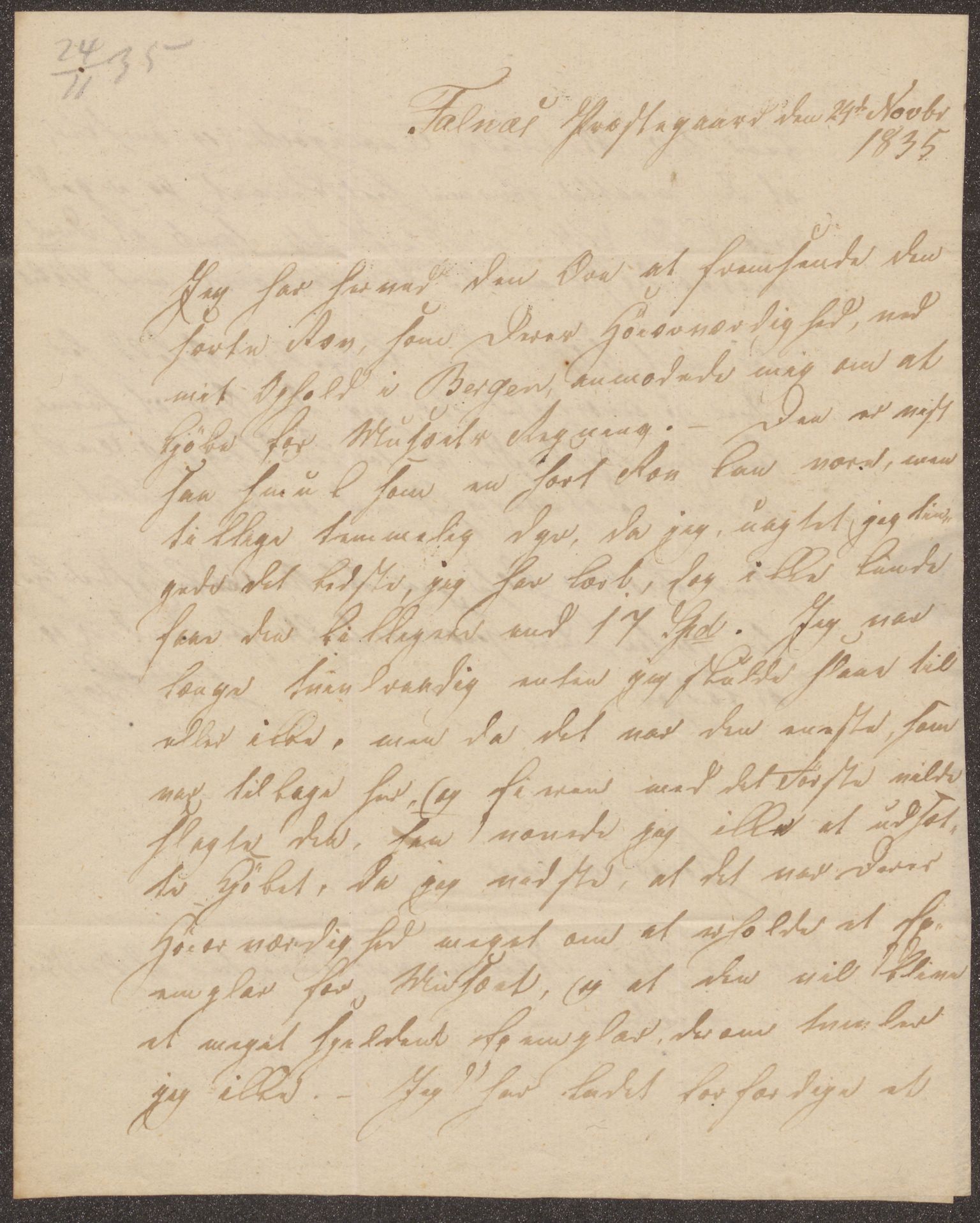 Bergens Museum, UMB/A007/D/Da/L0007/0003: Innkommende brev 1834 - 1835 / Innkommende brev 1835, 1835