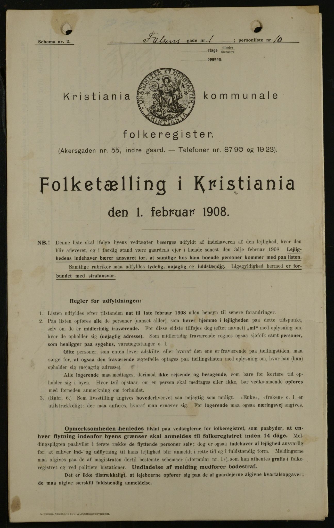 OBA, Kommunal folketelling 1.2.1908 for Kristiania kjøpstad, 1908, s. 21140