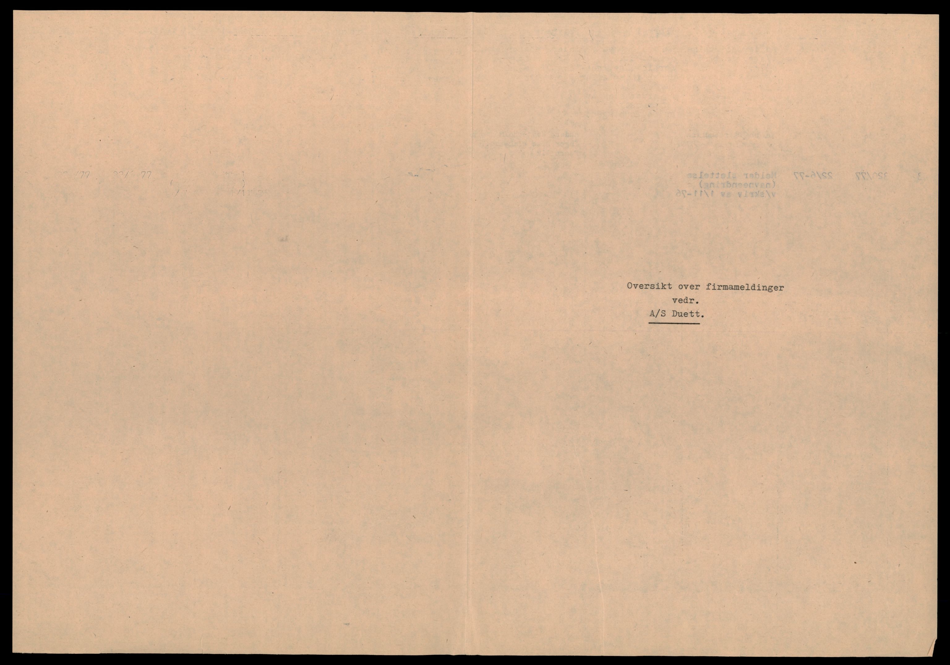 Trondheim byfogd, AV/SAT-A-0003/2/J/Jd/Jdb/L0057: Aksjeselskap, andelslag og borettslag, Du-For, 1977-1981, s. 1