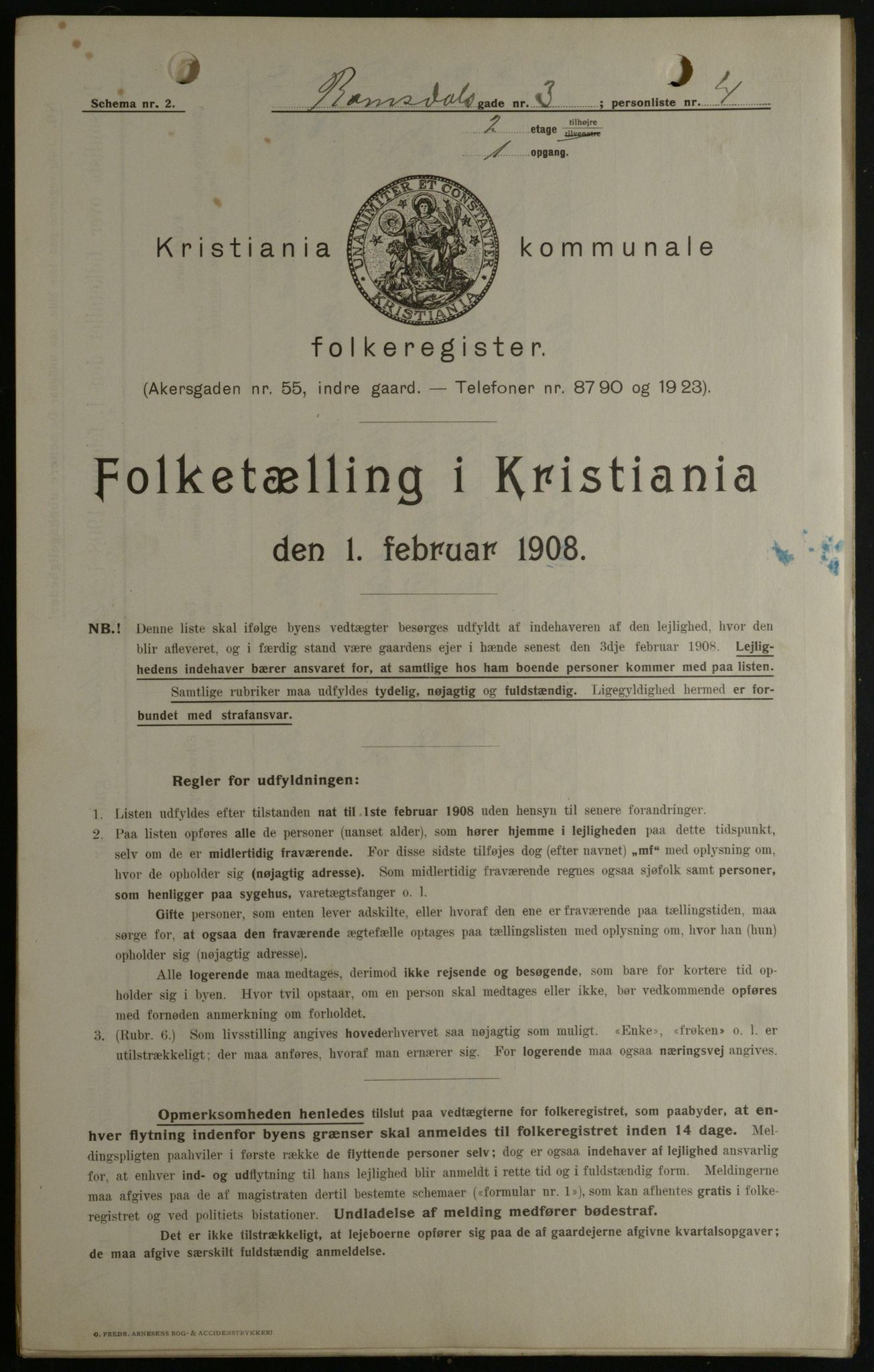 OBA, Kommunal folketelling 1.2.1908 for Kristiania kjøpstad, 1908, s. 74770