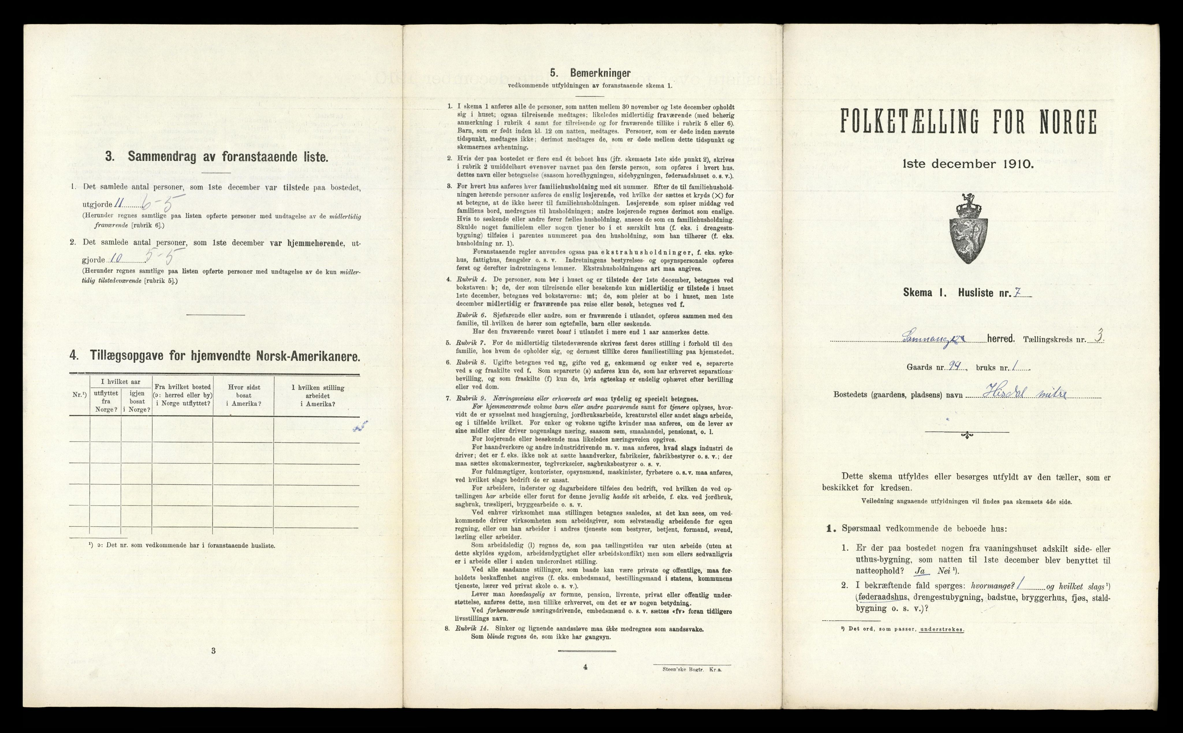 RA, Folketelling 1910 for 1242 Samnanger herred, 1910, s. 147