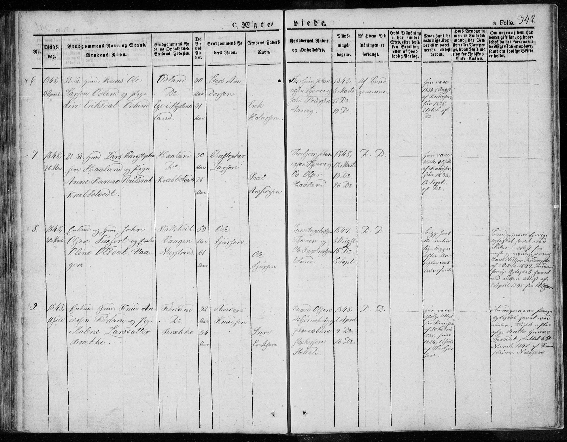 Tysvær sokneprestkontor, AV/SAST-A -101864/H/Ha/Haa/L0001: Ministerialbok nr. A 1.1, 1831-1856, s. 342