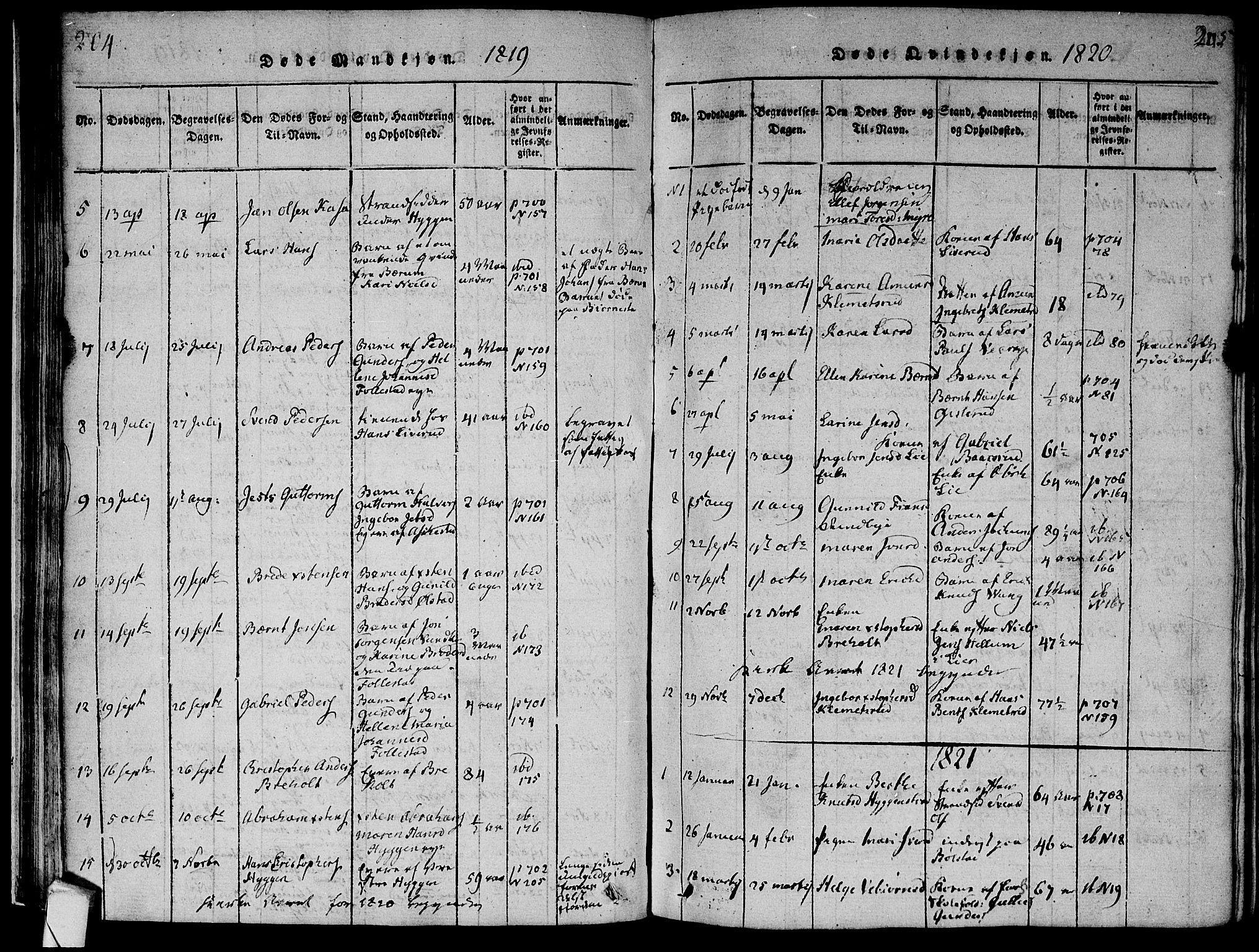 Røyken kirkebøker, AV/SAKO-A-241/F/Fa/L0004: Ministerialbok nr. 4, 1814-1832, s. 204-205