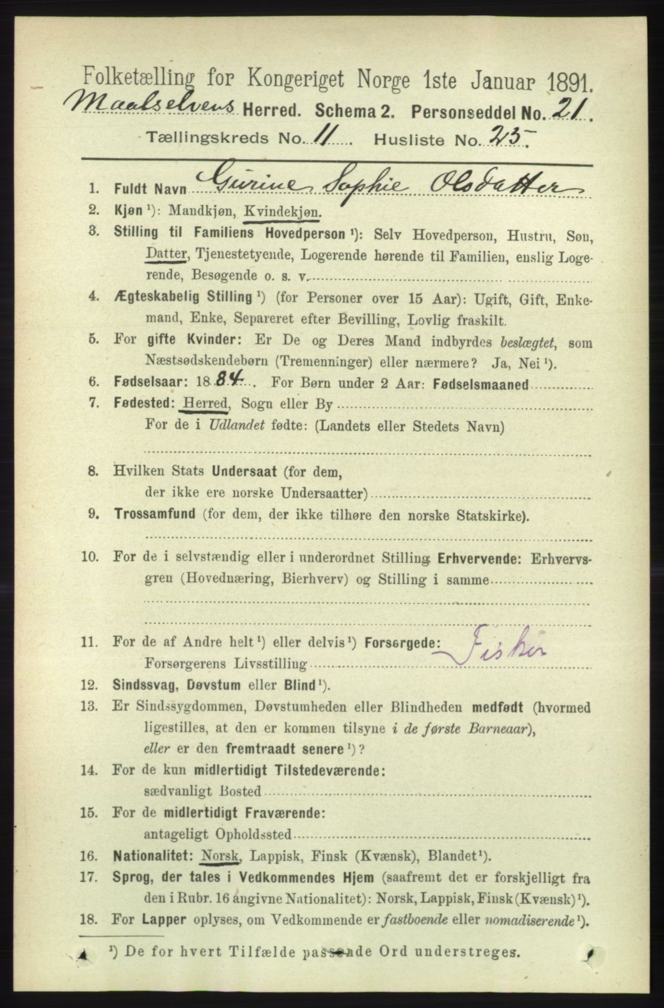 RA, Folketelling 1891 for 1924 Målselv herred, 1891, s. 3449