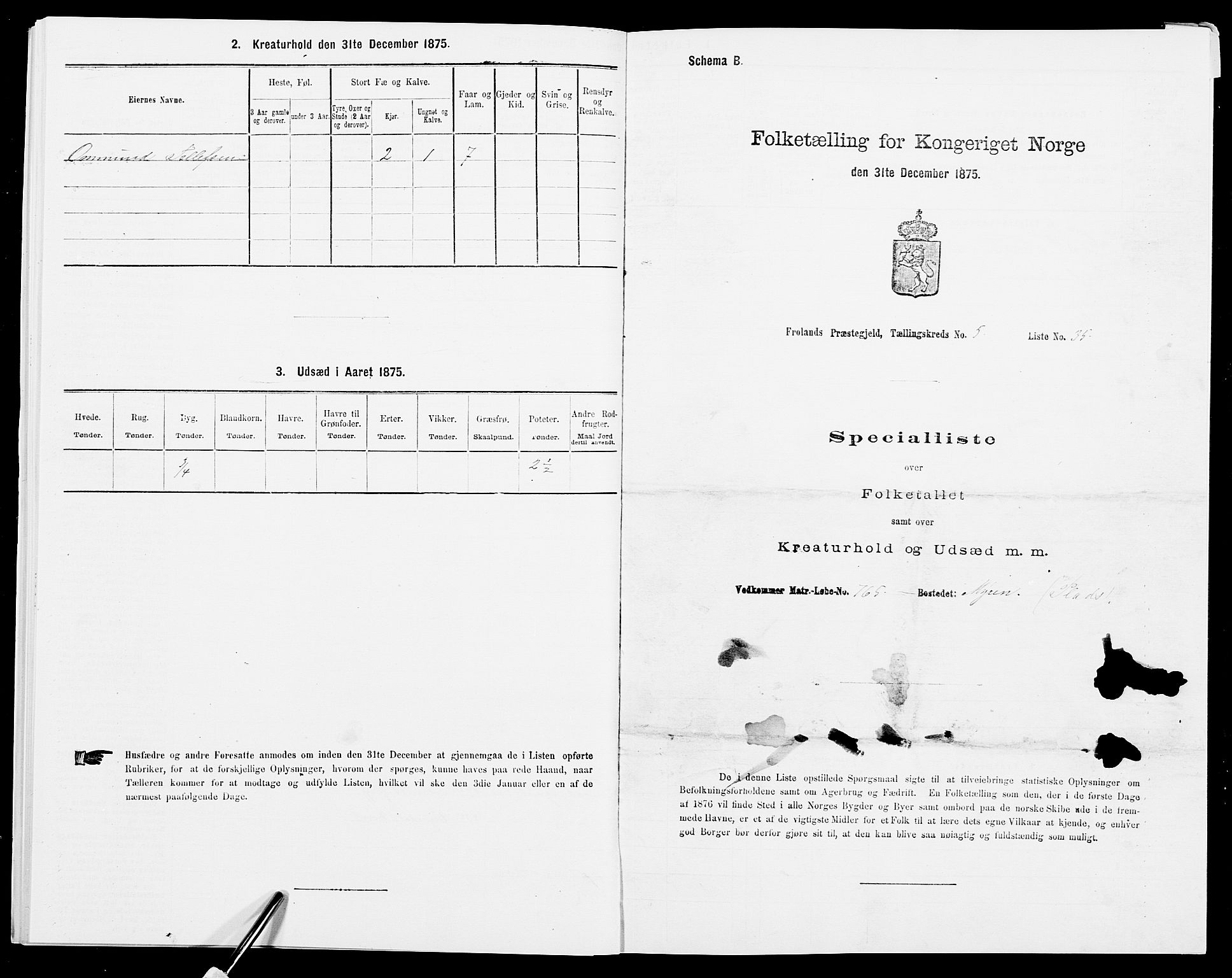 SAK, Folketelling 1875 for 0919P Froland prestegjeld, 1875, s. 575