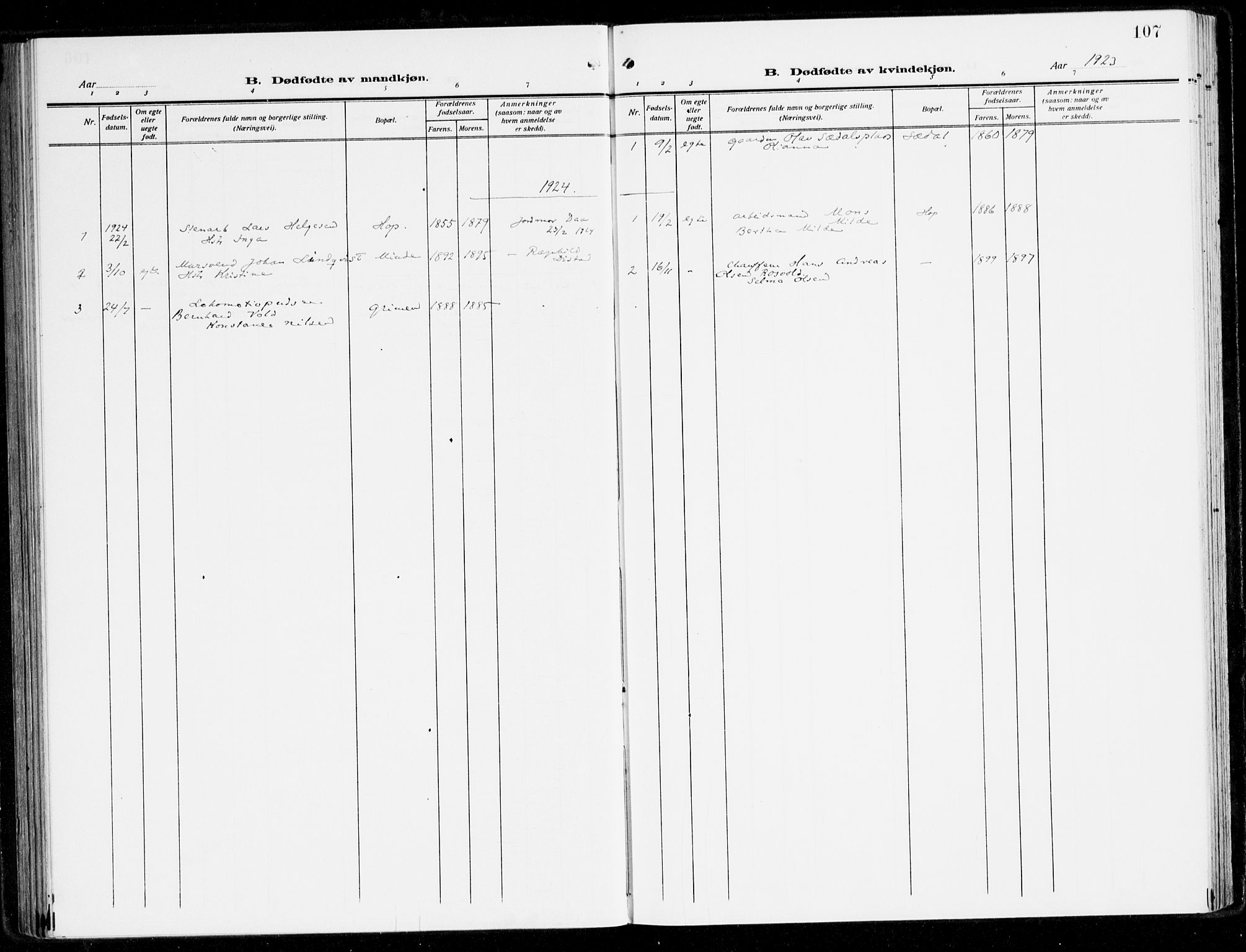 Fana Sokneprestembete, SAB/A-75101/H/Haa/Haai/L0004: Ministerialbok nr. I 4, 1912-1933, s. 107