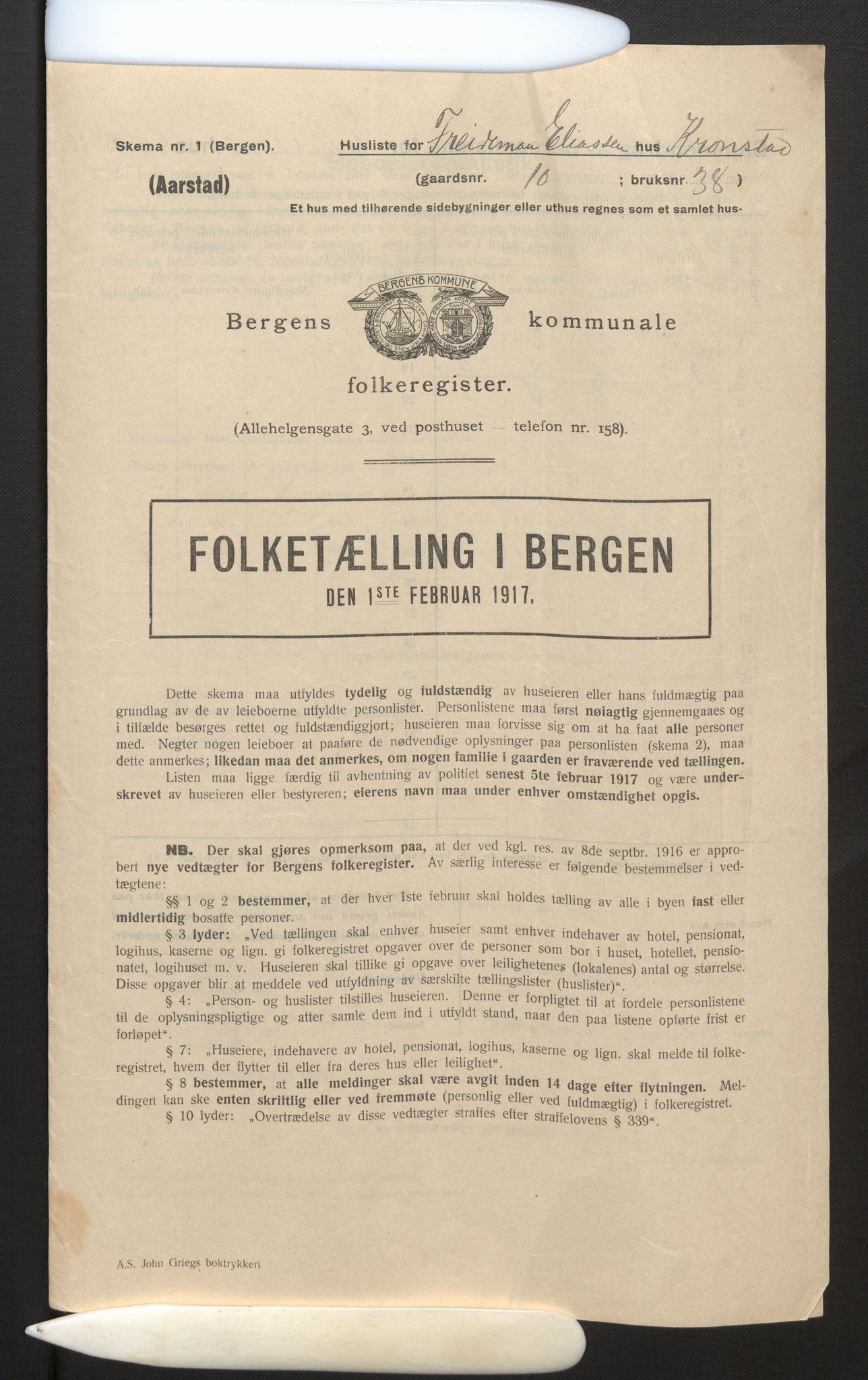 SAB, Kommunal folketelling 1917 for Bergen kjøpstad, 1917, s. 51340