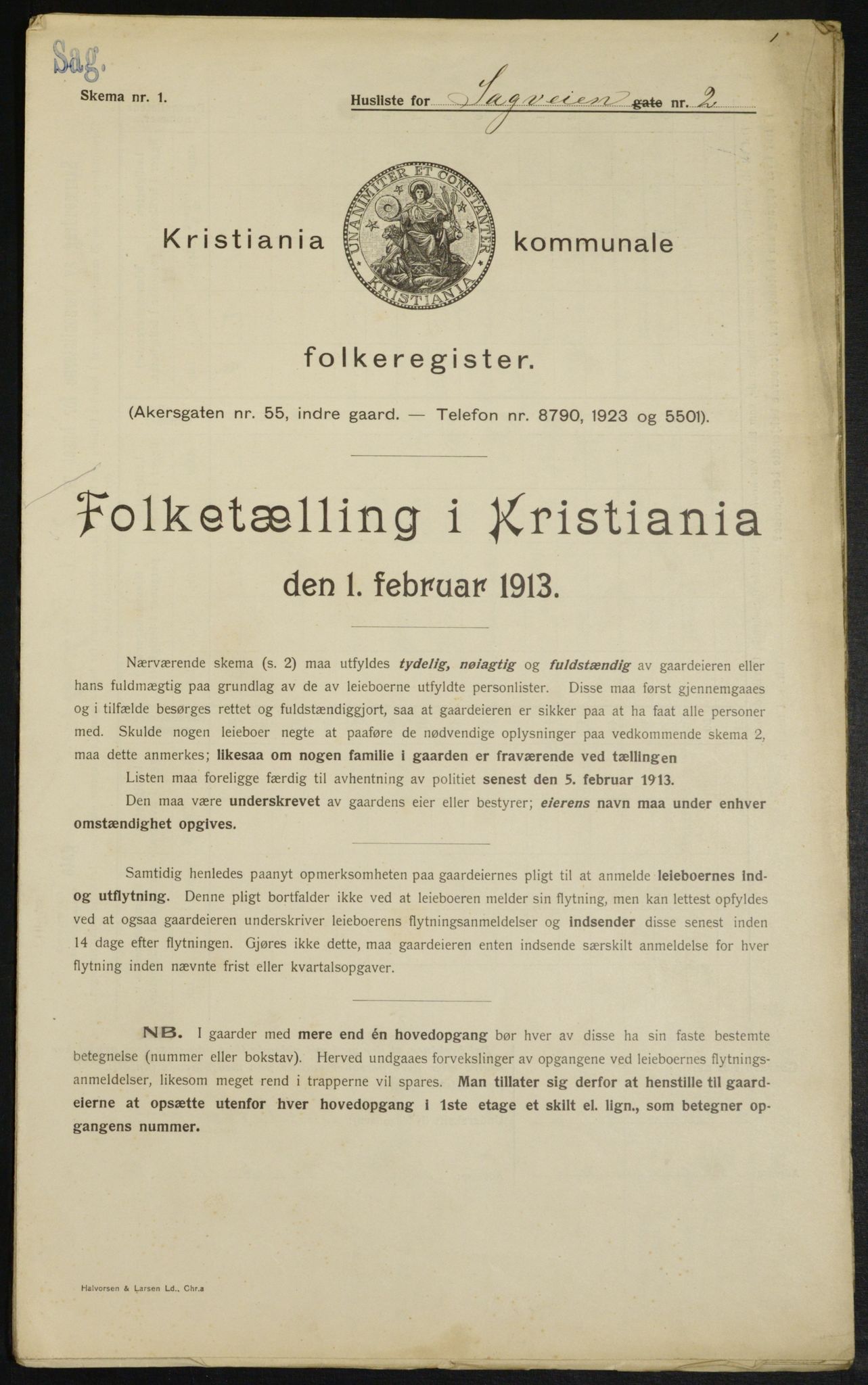 OBA, Kommunal folketelling 1.2.1913 for Kristiania, 1913, s. 86414