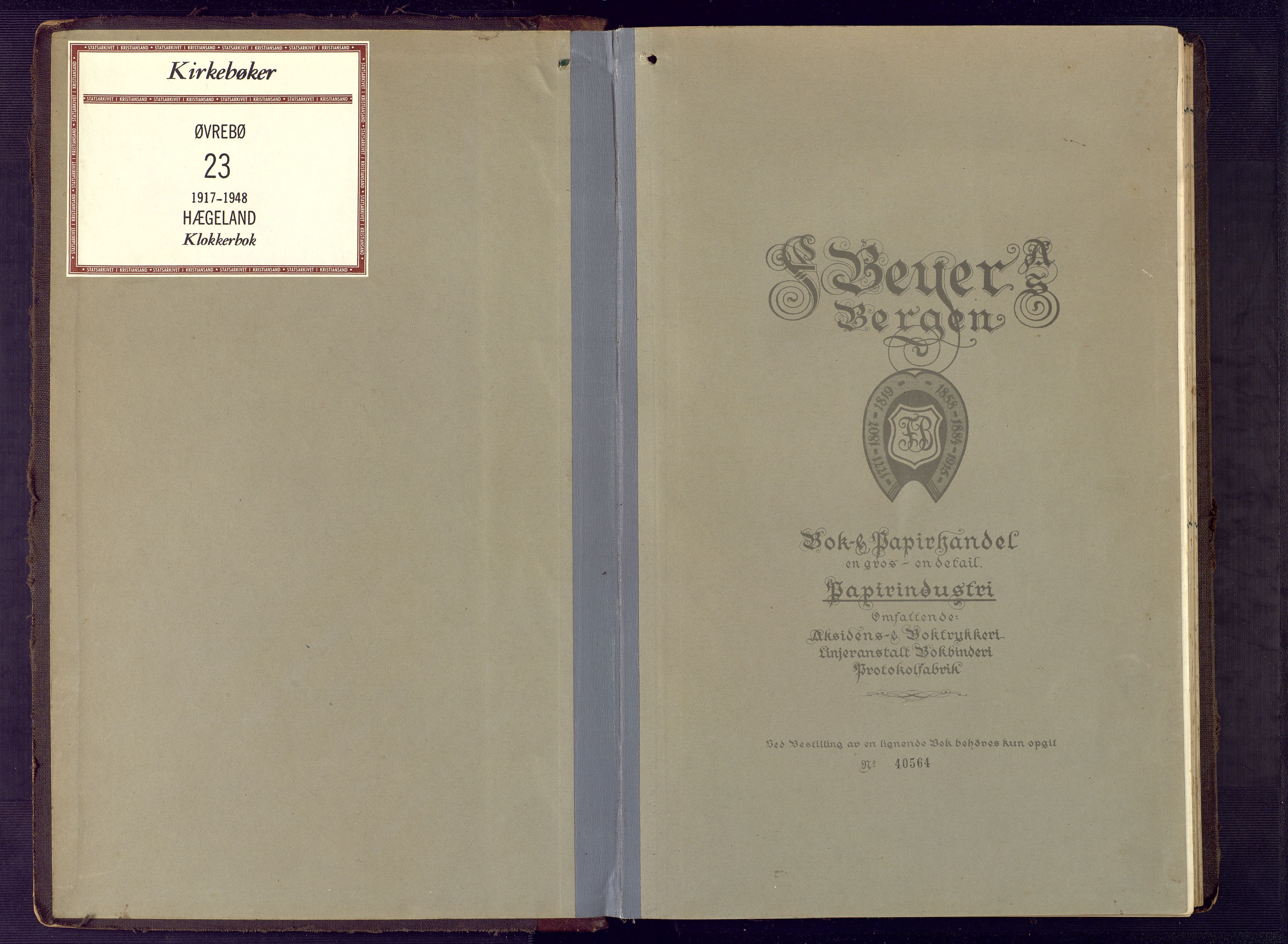 Vennesla sokneprestkontor, AV/SAK-1111-0045/Fb/Fba/L0004: Klokkerbok nr. B 4, 1917-1948