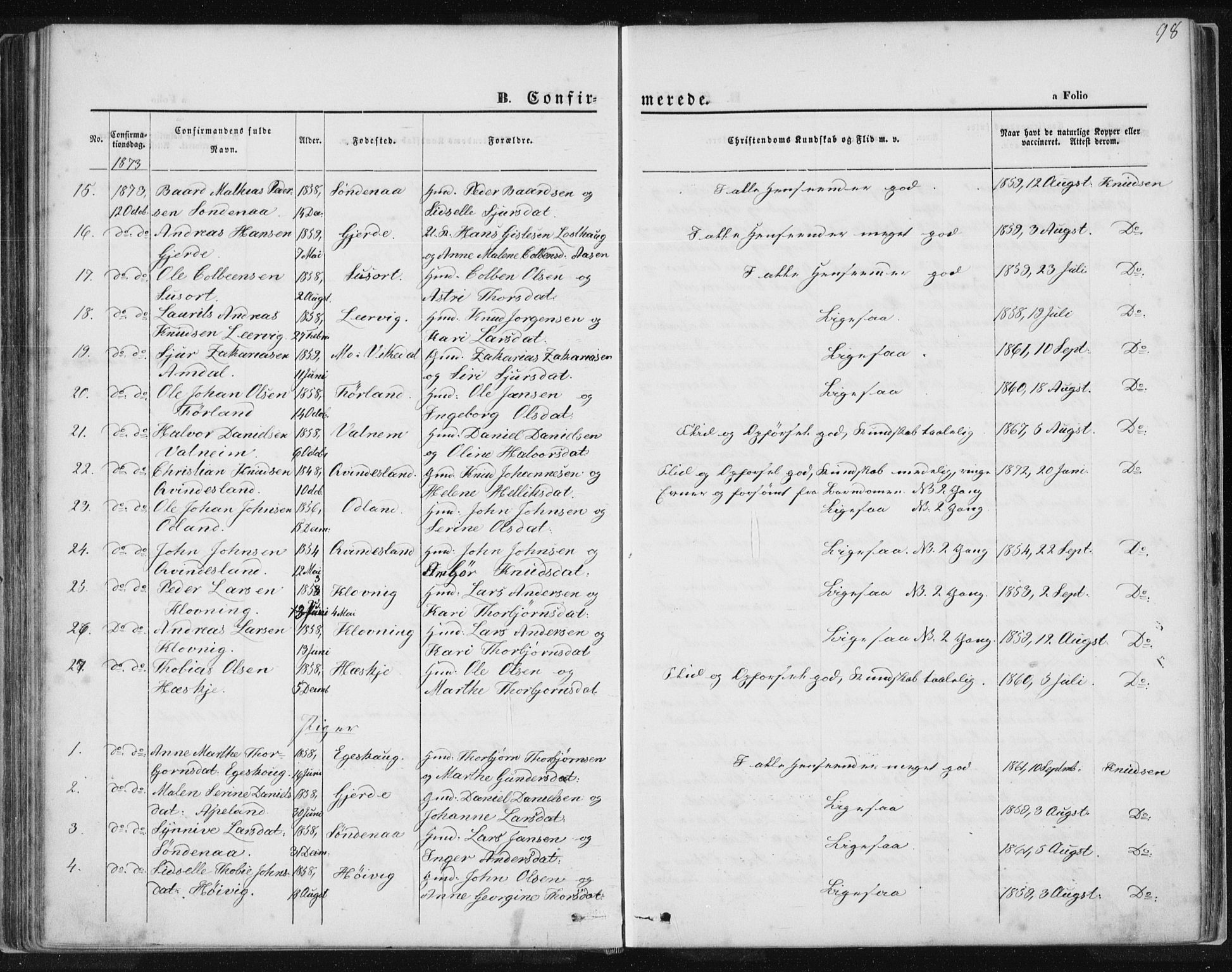 Tysvær sokneprestkontor, AV/SAST-A -101864/H/Ha/Haa/L0005: Ministerialbok nr. A 5, 1865-1878, s. 98