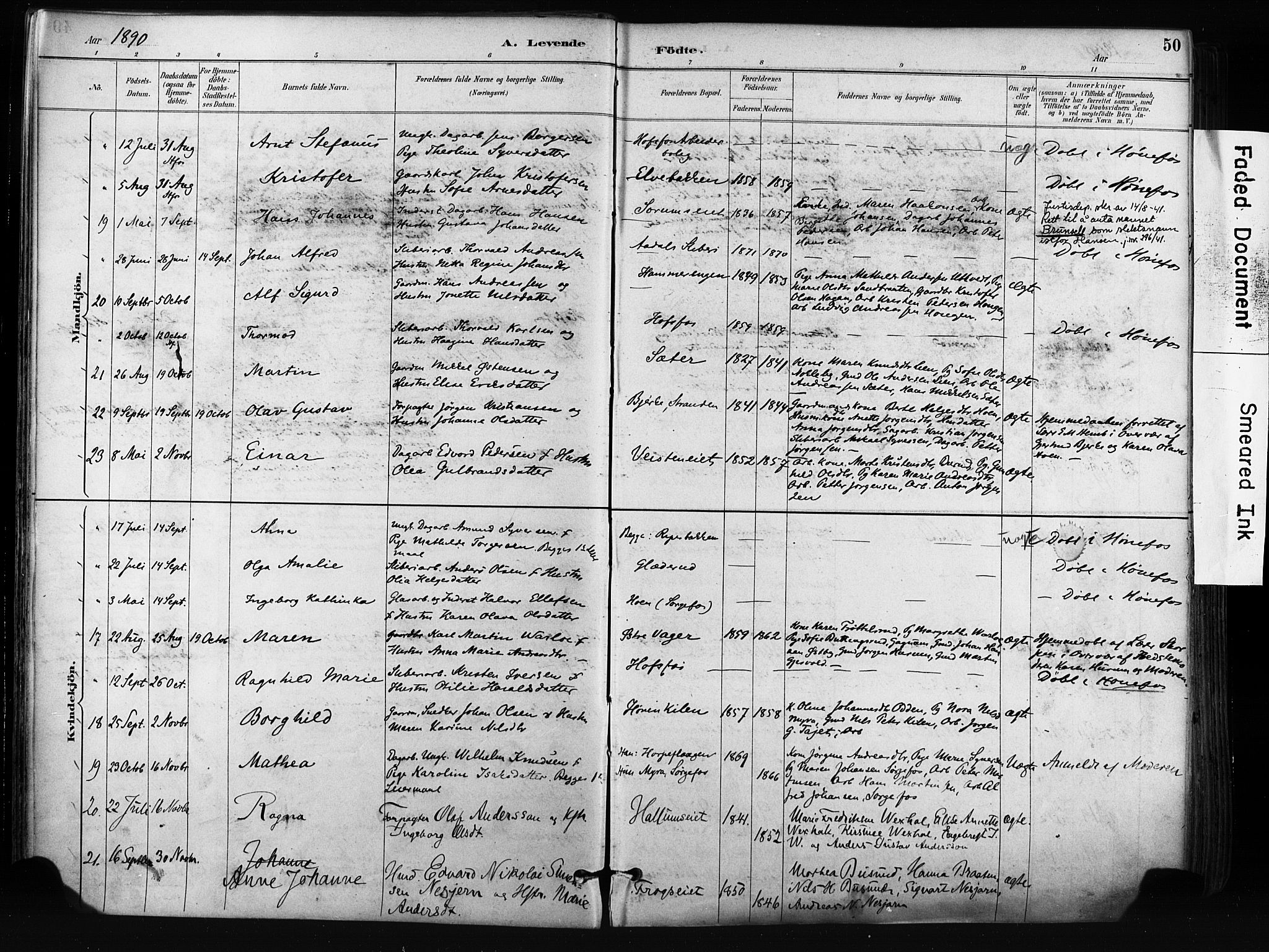 Norderhov kirkebøker, AV/SAKO-A-237/F/Fa/L0016: Ministerialbok nr. 16, 1885-1902, s. 50