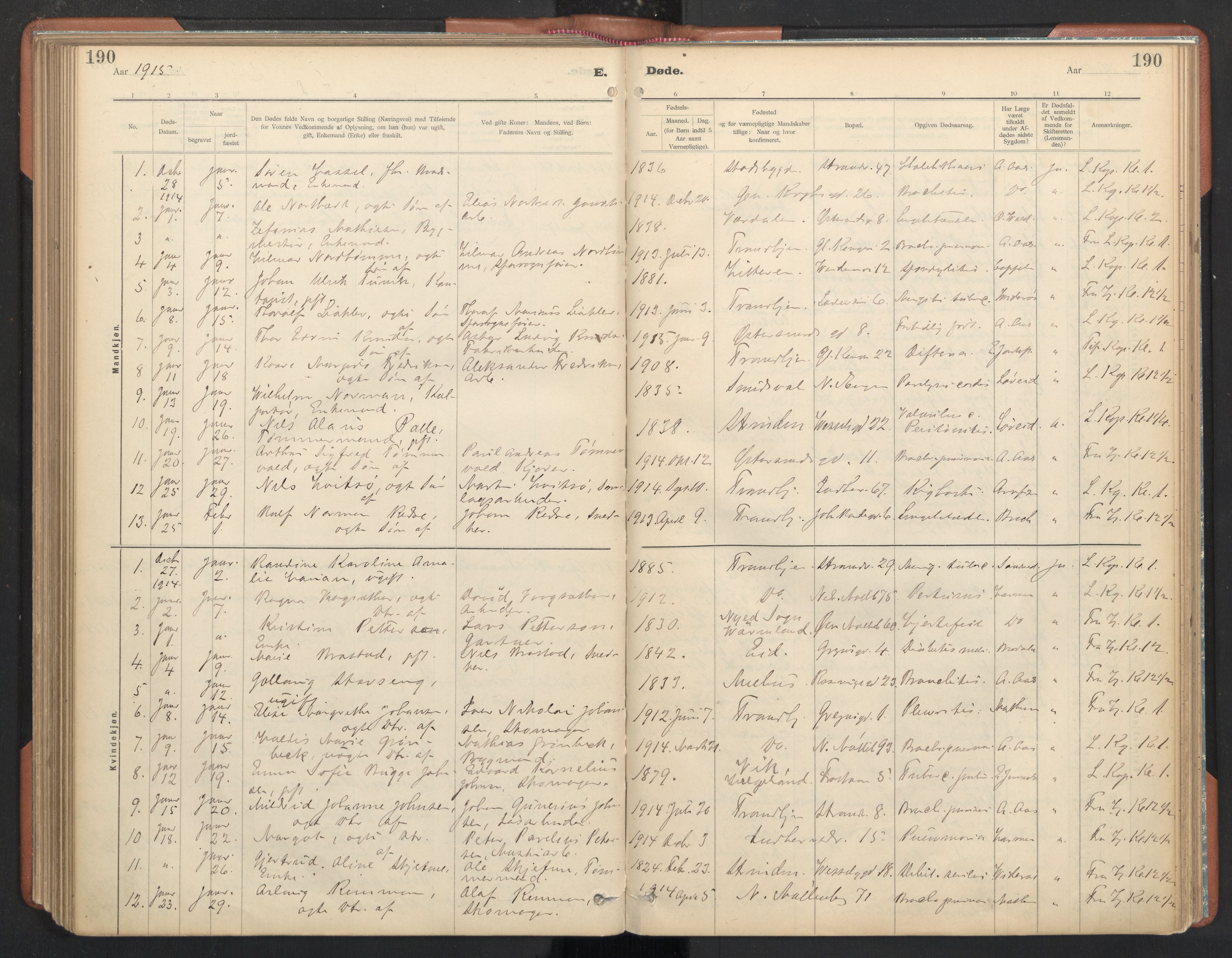 Ministerialprotokoller, klokkerbøker og fødselsregistre - Sør-Trøndelag, AV/SAT-A-1456/605/L0244: Ministerialbok nr. 605A06, 1908-1954, s. 190